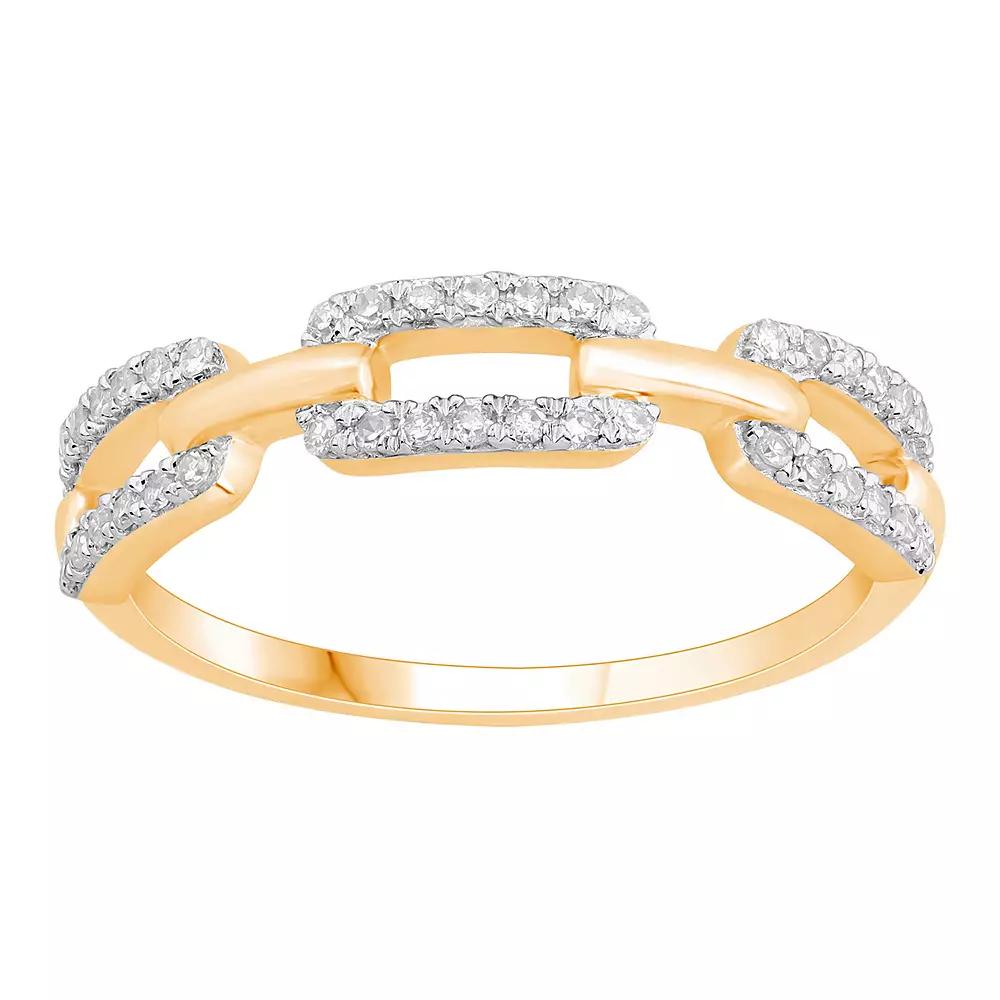 10k Gold 1/5 Carat T.W. Diamond Triple Paper Clip Ring, Women's, Size: 8 Product Image