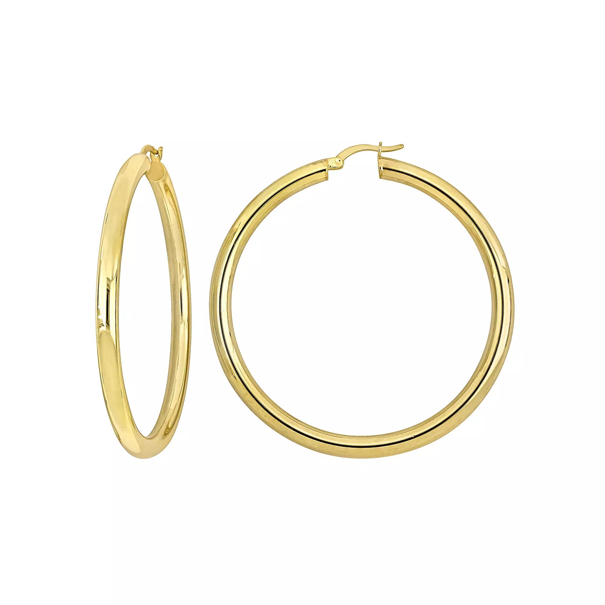 Stella Grace 18k Gold Over Silver Hoop Earrings, Women's, Gold Tone Product Image