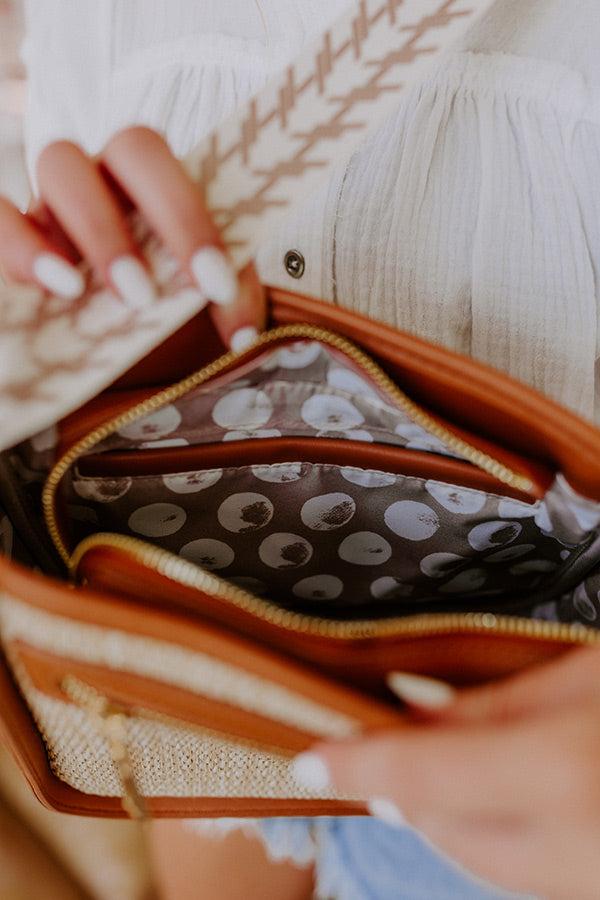 Coastal Cruise Raffia Woven Crossbody in Brown Product Image