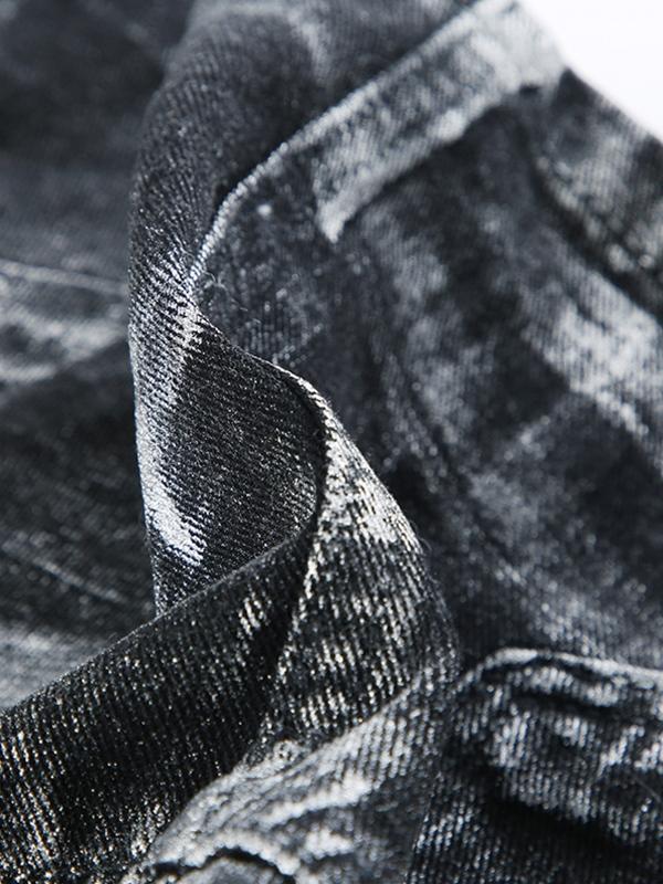 Distressed Tie Dye High Rise Denim Mini Skirt Product Image