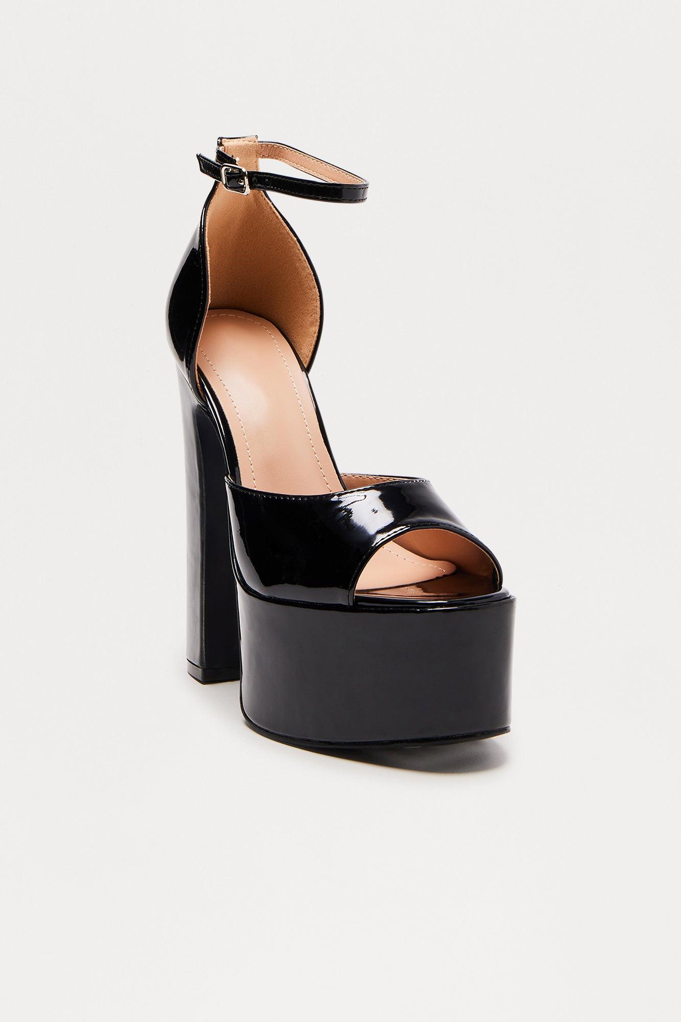 Wilma Peep Toe Platform Heels - Black Product Image
