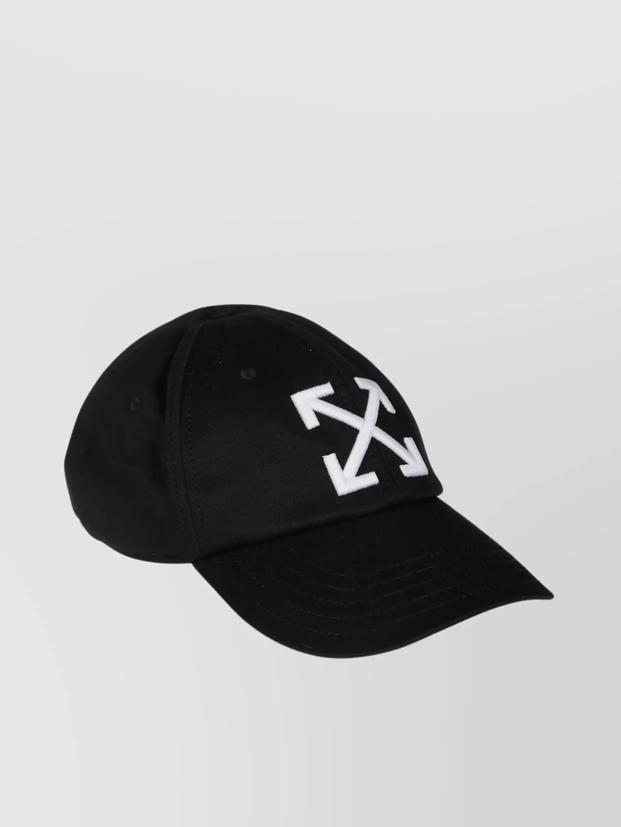 OFF-WHITE Arrow Brand-embroidered Cotton-twill Baseball Cap In Black White Product Image