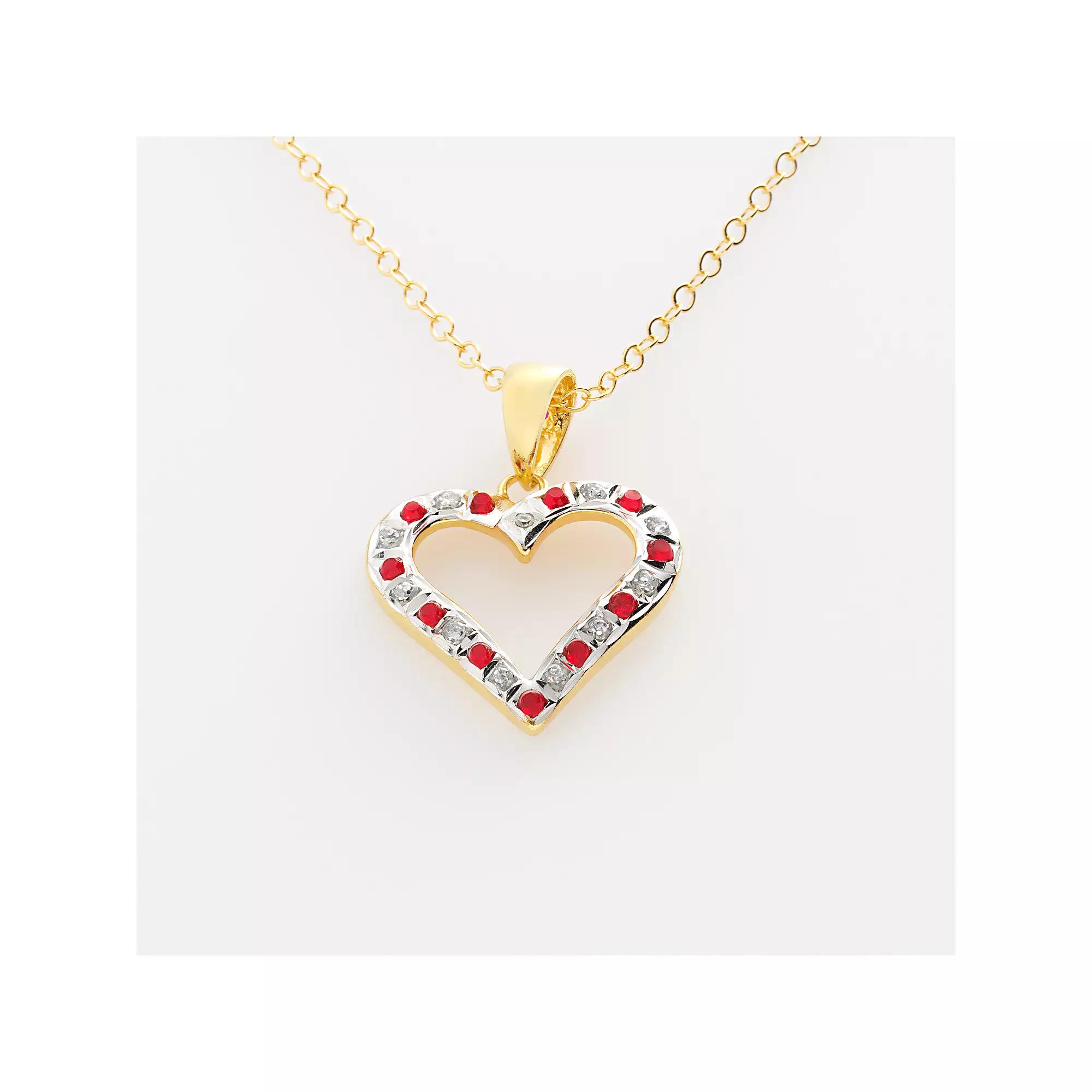 18k Gold-Over-Silver Ruby Heart Pendant, Women's Product Image