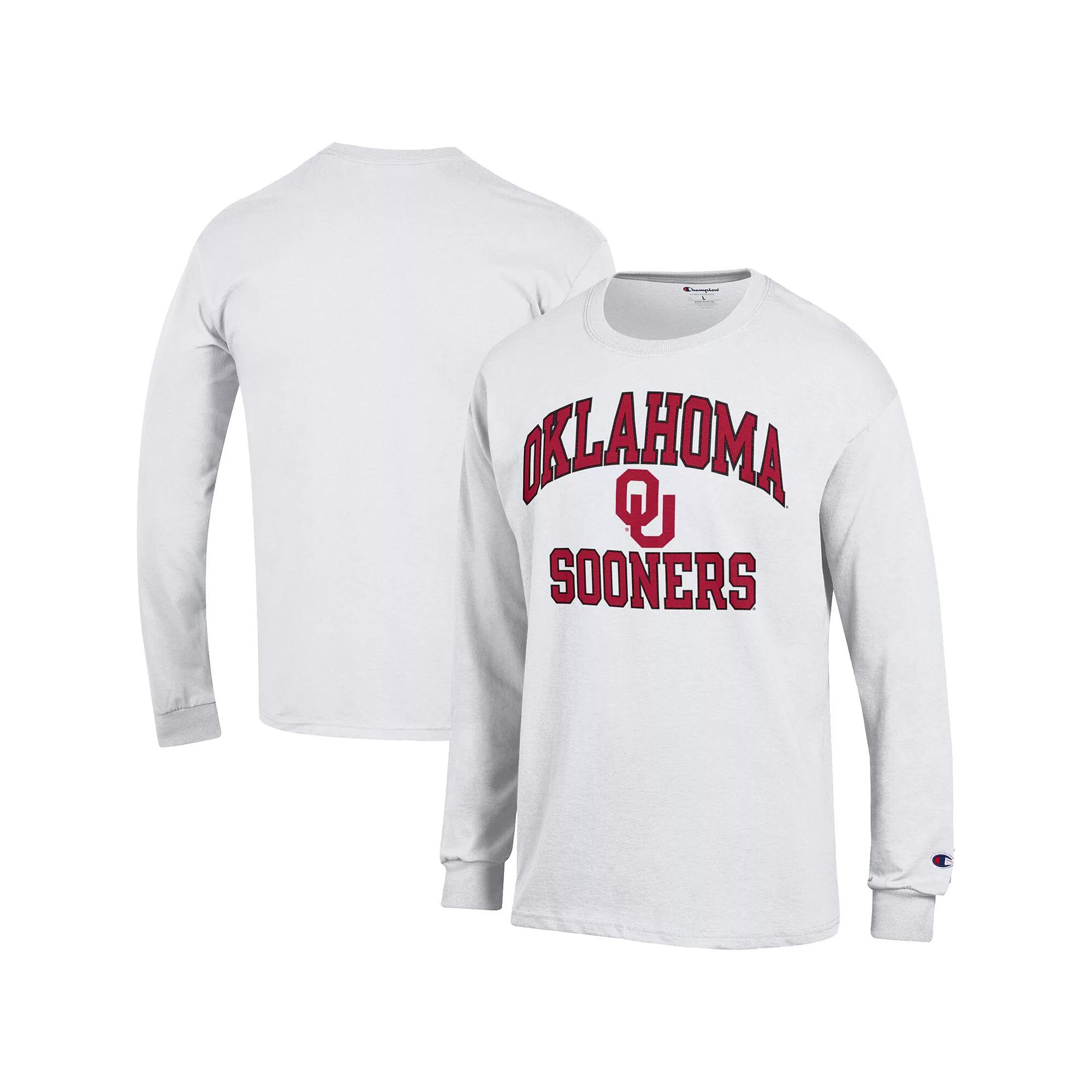 Men's Champion White Oklahoma Sooners High Motor Long Sleeve T-Shirt,  Product Image