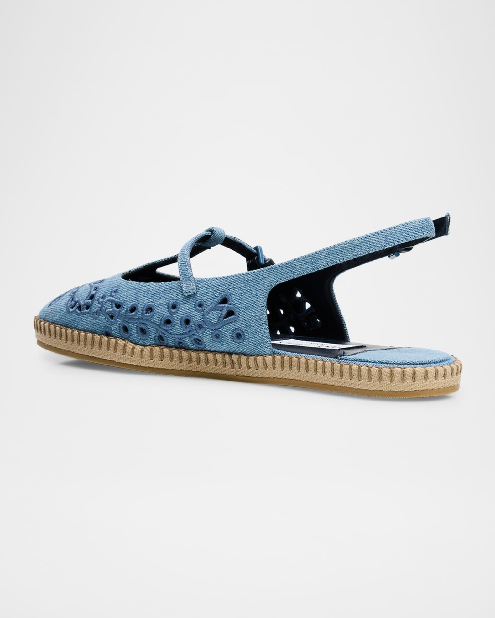 Amiee Denim Embroidered Espadrille Ballerina Flats Product Image