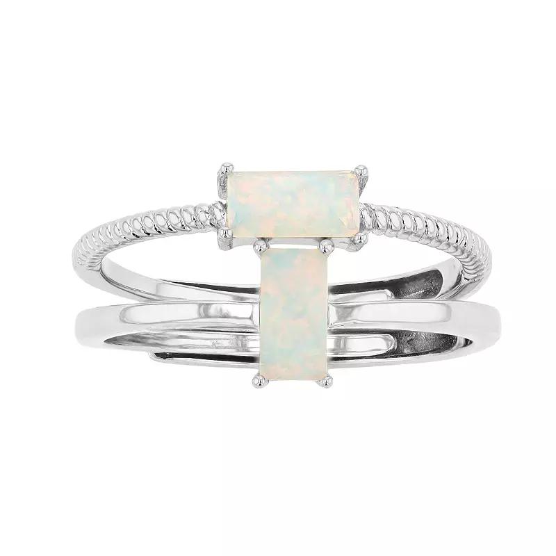 City Luxe Birthstone Simulated Gemstone Duo Ring Set, Women's, Silver Tone October Product Image