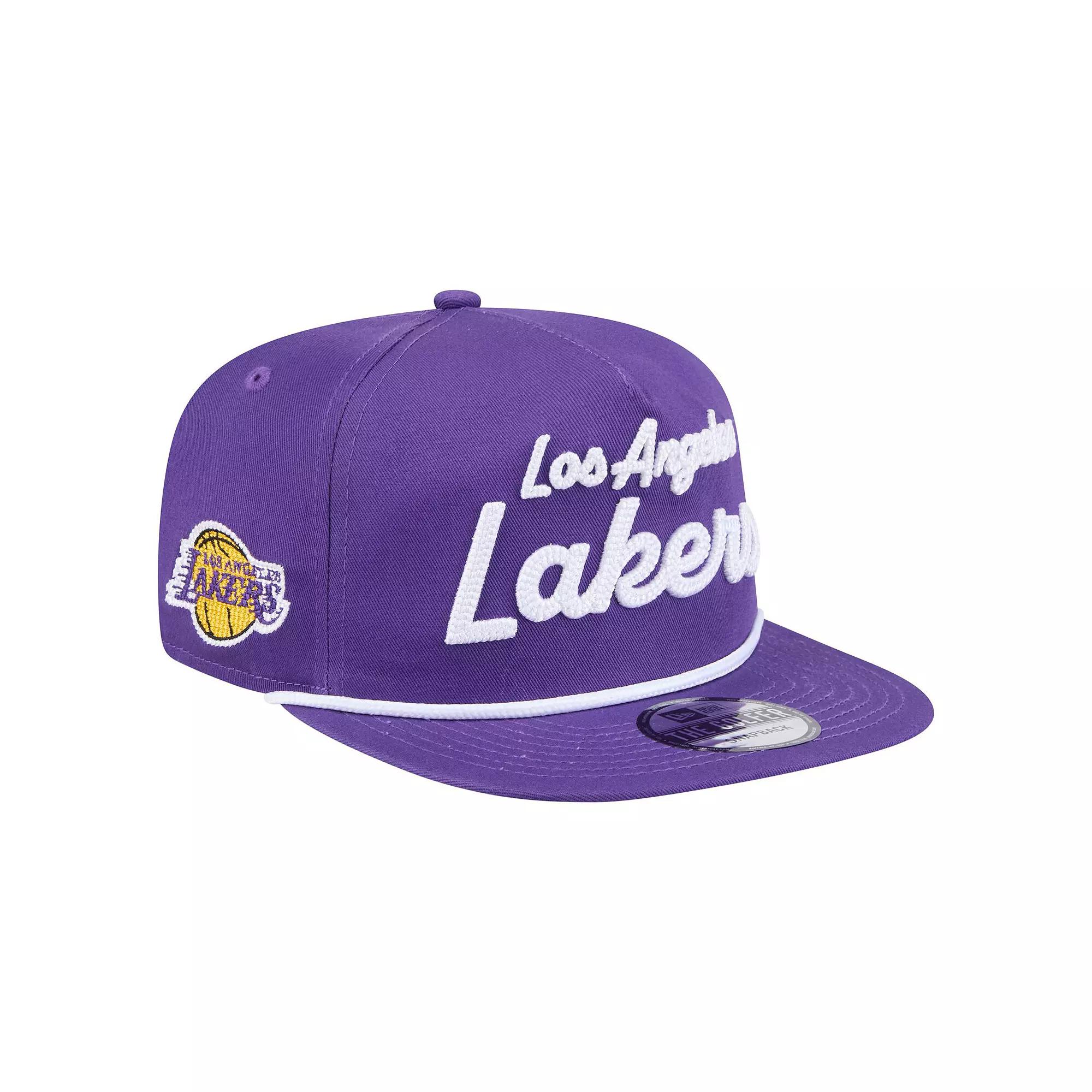 Men's New Era Purple Los Angeles Lakers Team Text Golfer Snapback Hat Product Image