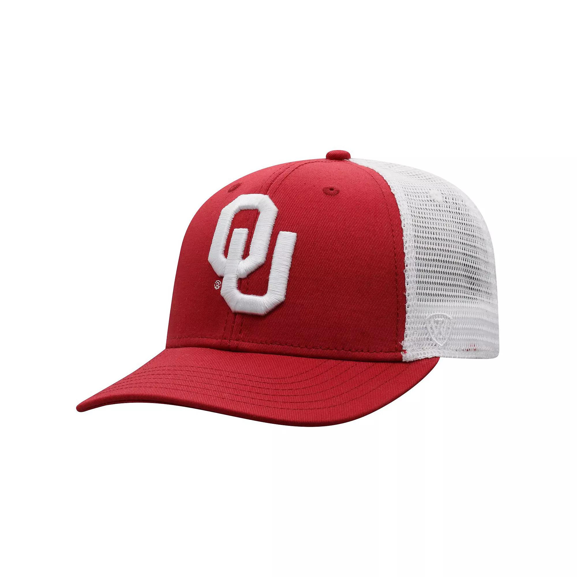 Men's Top of the World Crimson/White Oklahoma Sooners Trucker Snapback Hat, Red Product Image