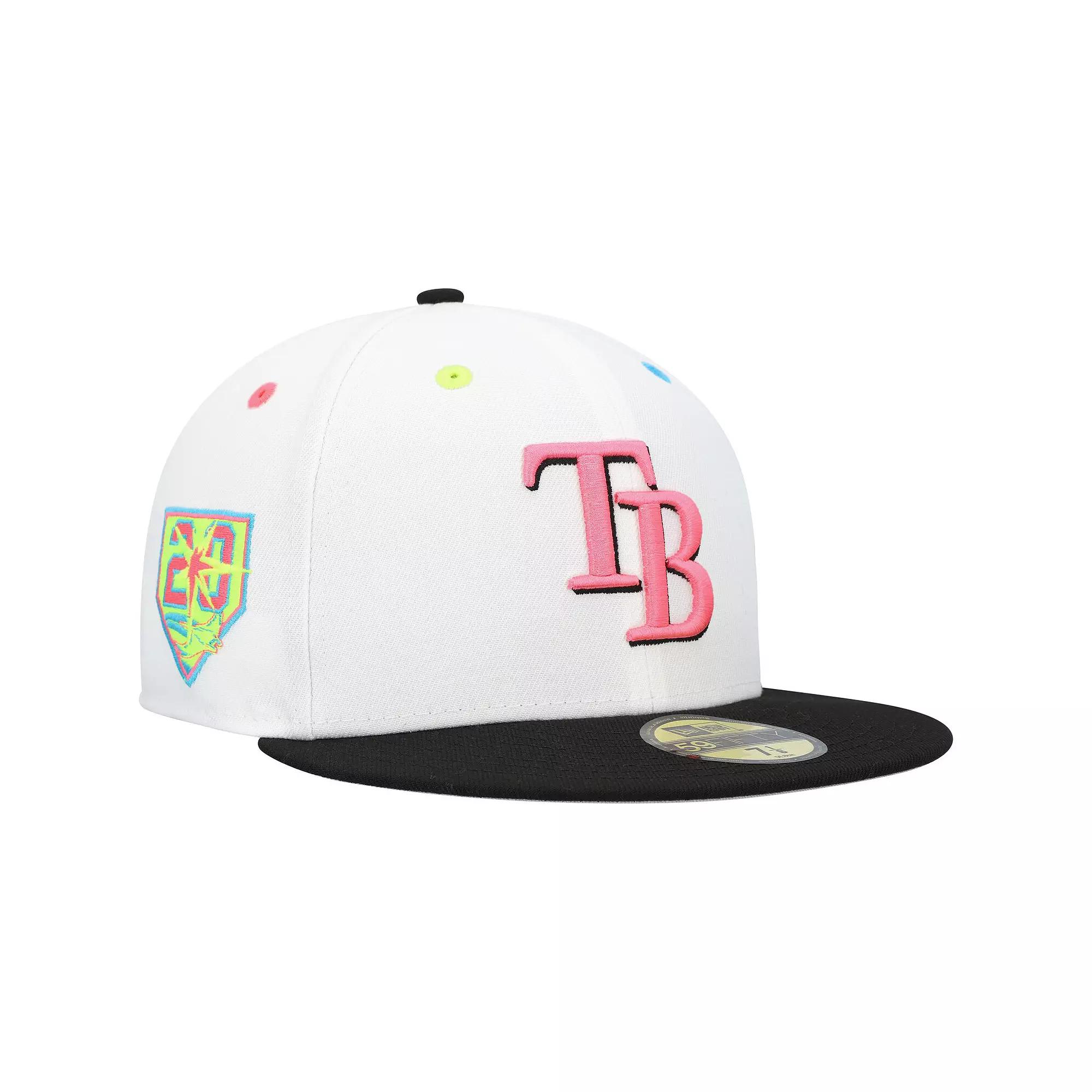 Men's New Era White Tampa Bay Rays Neon Eye 59FIFTY Fitted Hat, Size: 7 3/4 Product Image