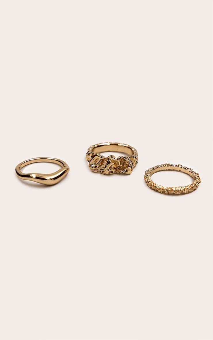 Gold Textured Molten Stacked Ring Set Product Image