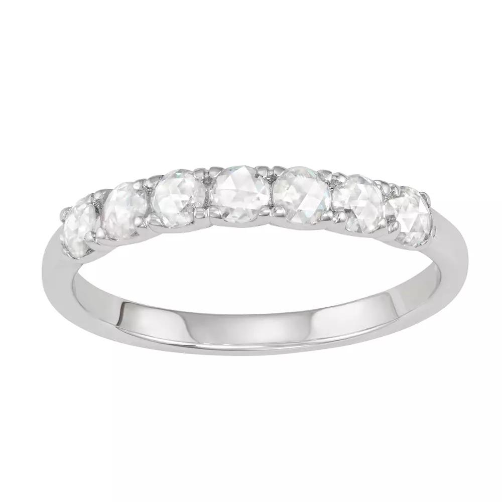 Charles & Colvard 14k White Gold 3/8 Carat T.W. Lab-Created Moissanite Anniversary Ring, Women's, Size: 6 Product Image