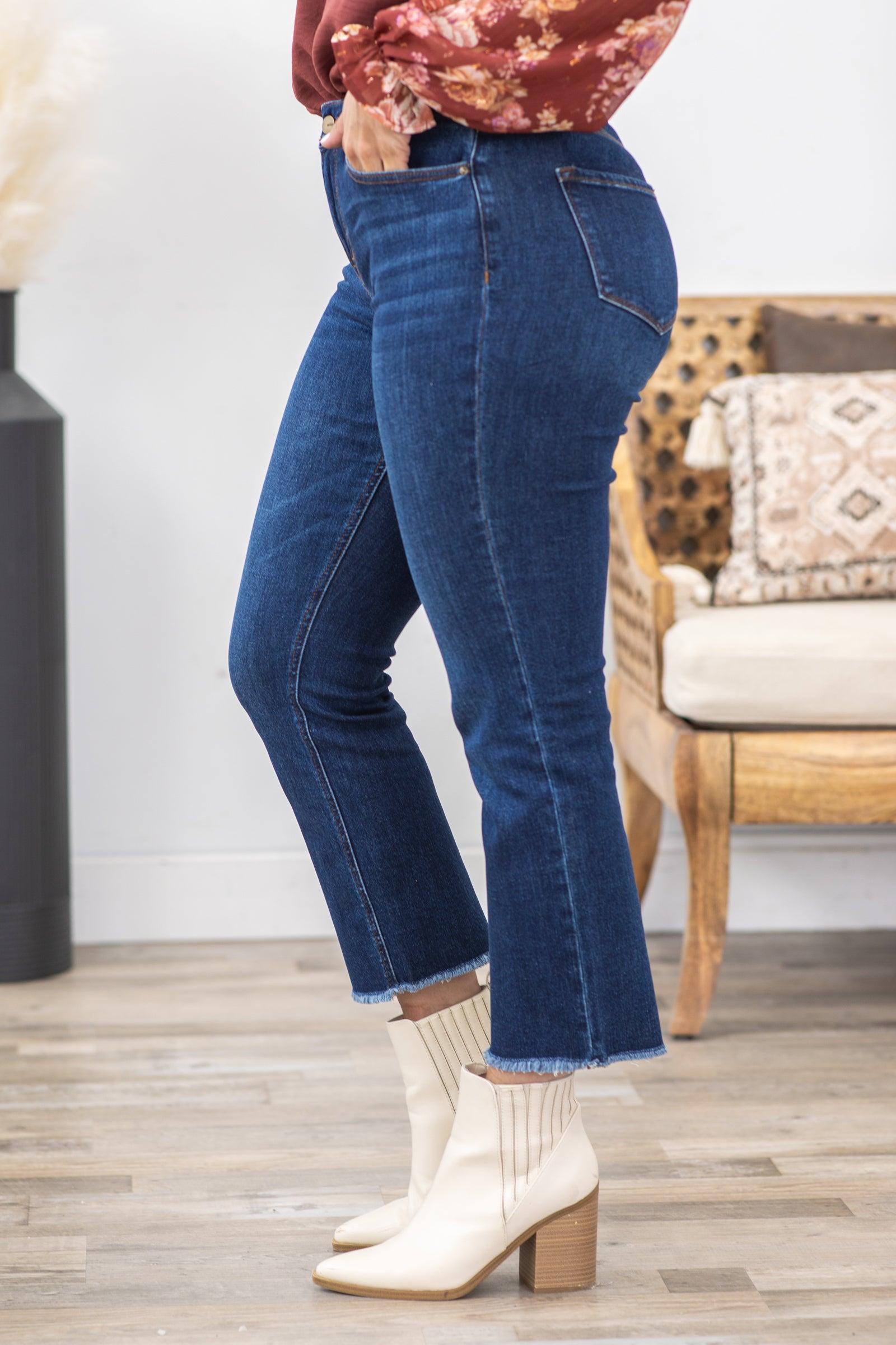 Mica Dark Wash High Rise Straight Crop Jean Product Image