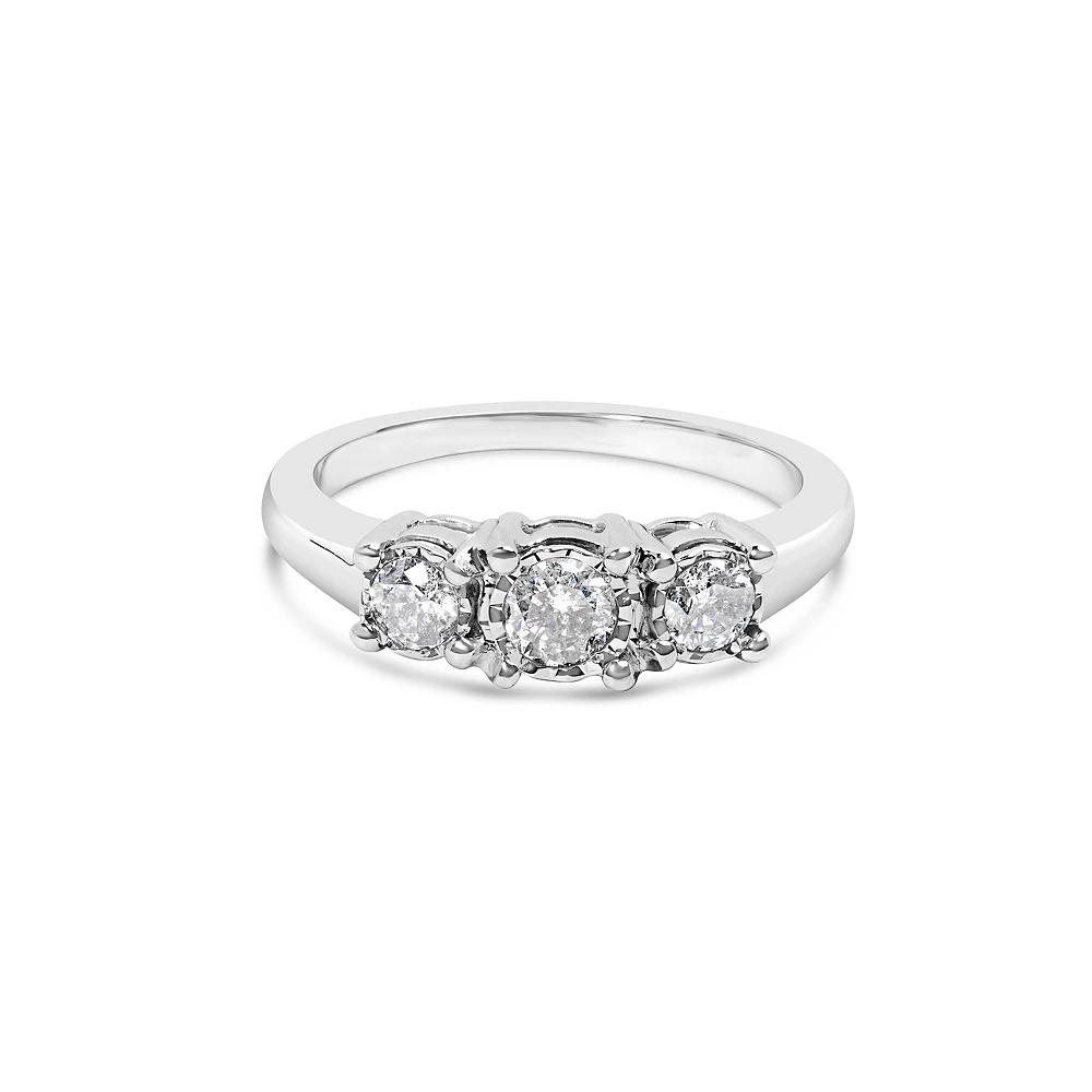 Haus of Brilliance 14k White Gold 1/2 Carat T.W. Lab-Grown Diamond 3 Stone Ring, Women's,  Product Image