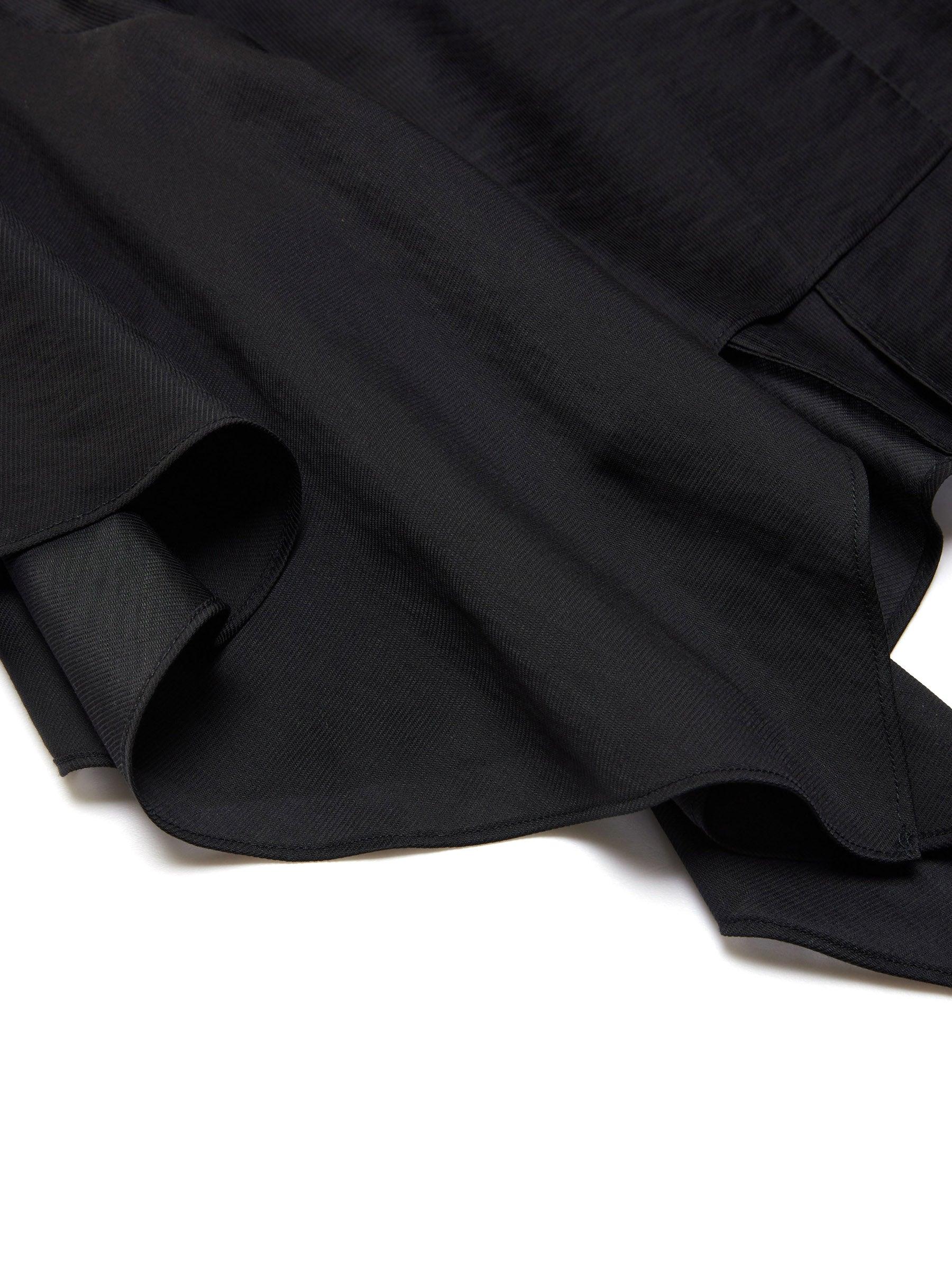 Lyocell Blend Black Ruffle-Detailing Women Tank Top Product Image