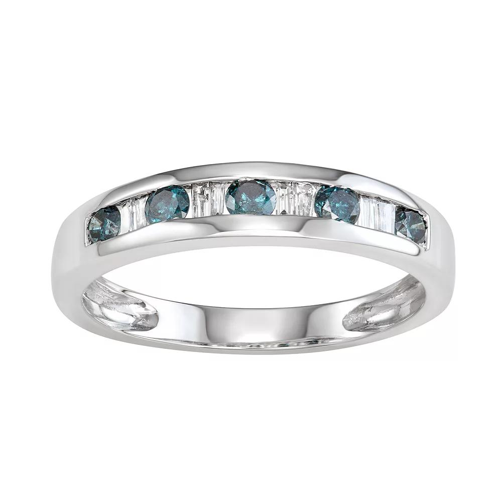 HDI 10k White Gold 3/8 Carat T.W. White & Blue Diamond Ring, Women's,  Product Image