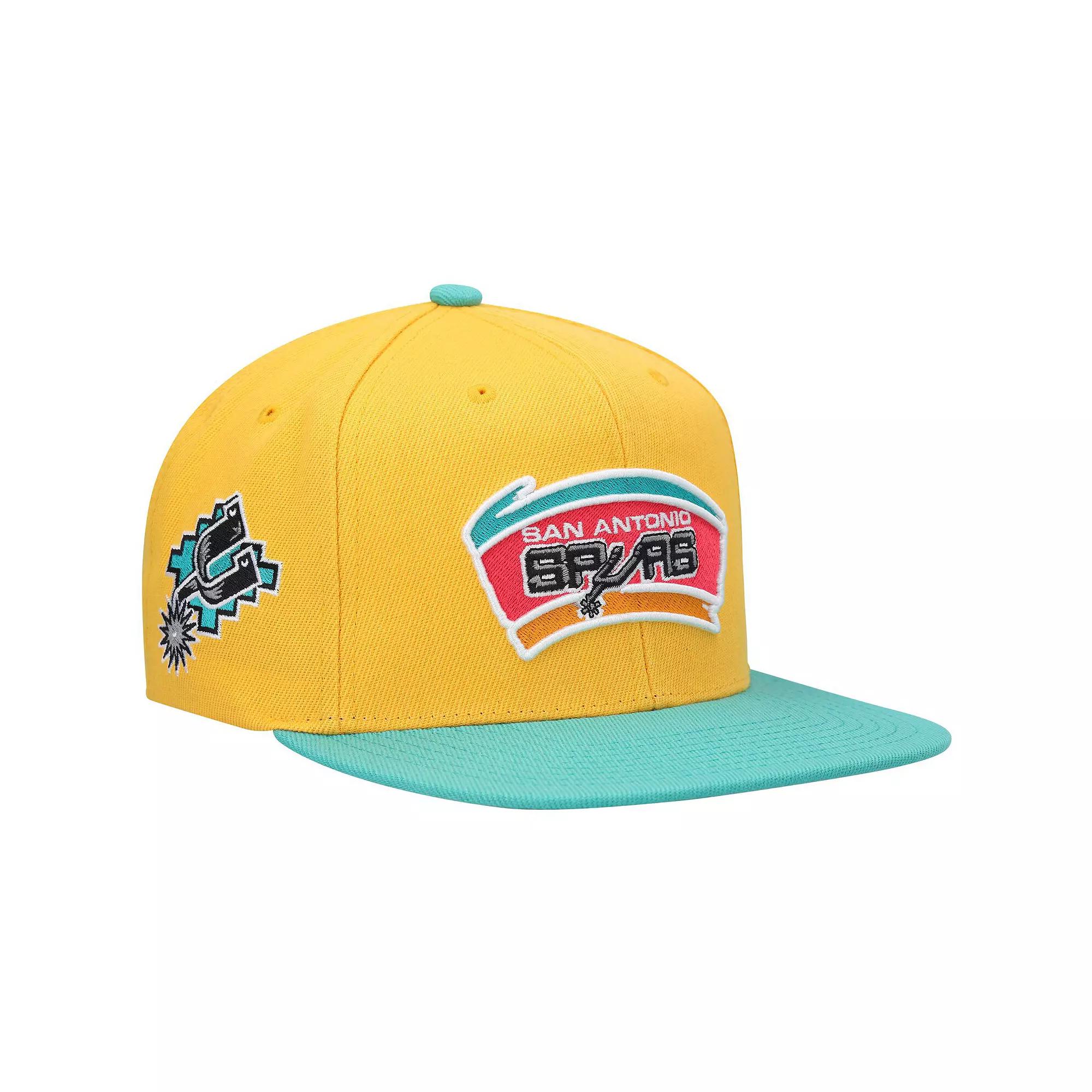 Men's Mitchell & Ness Yellow San Antonio Spurs Hardwood Classics Snapback Hat Product Image