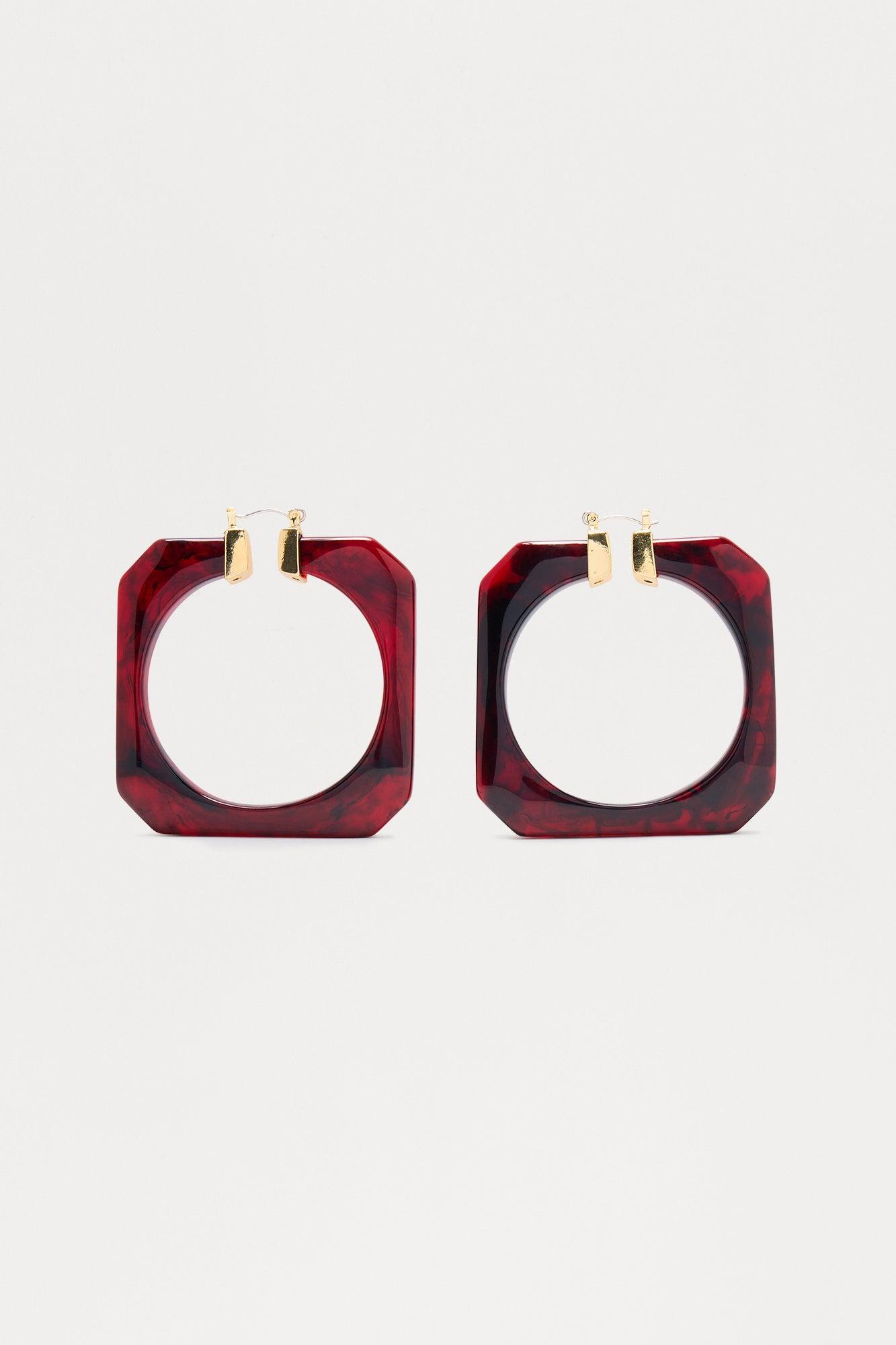 Jovie Marble Drop Earrings - Burgundy Female Product Image