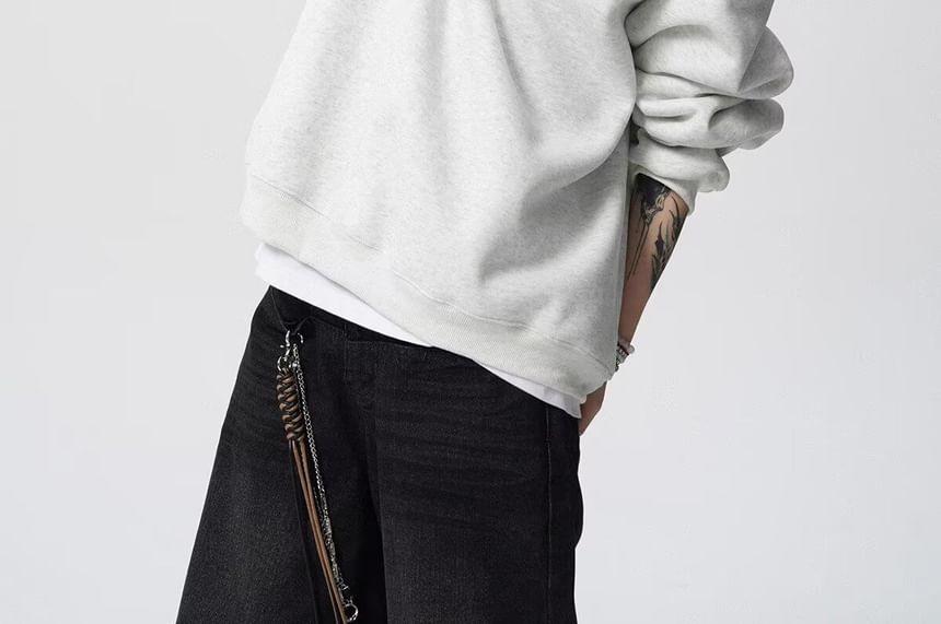 Henley Letter Embroidered Sweatshirt Product Image