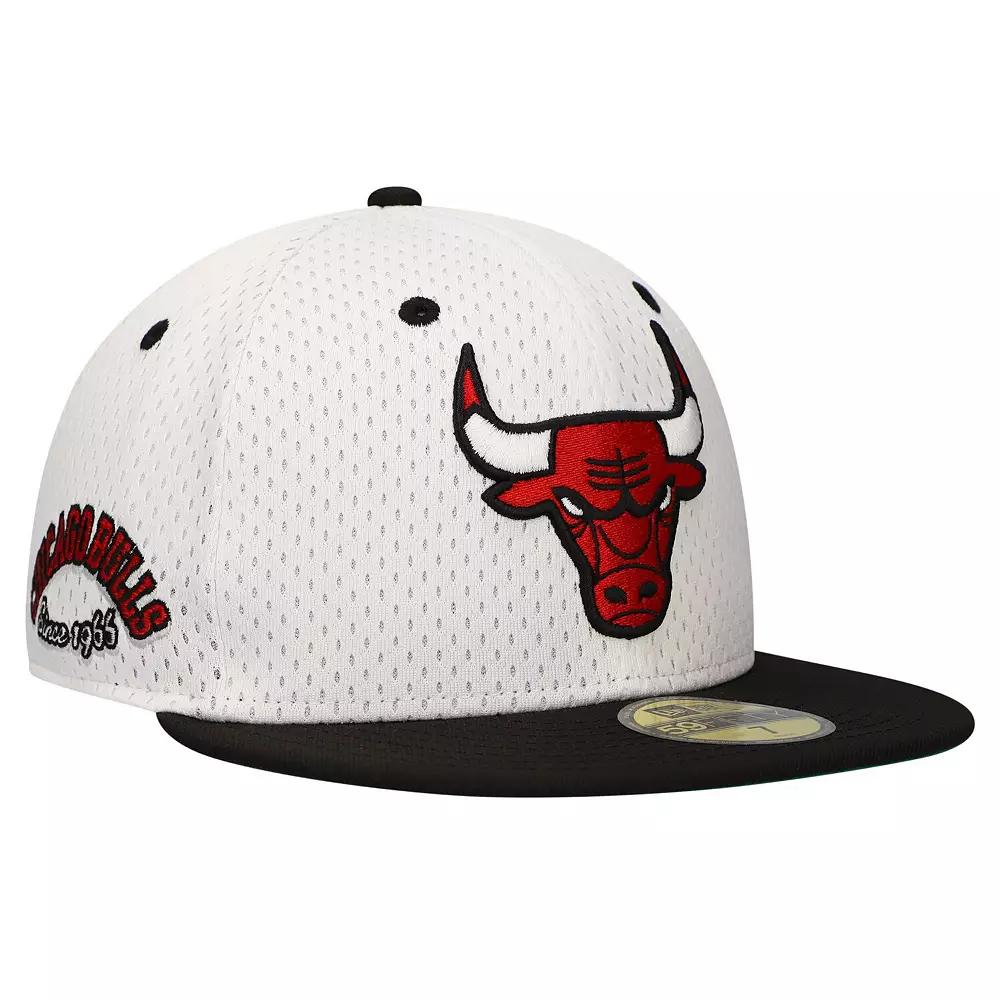 Men's New Era White/Black Chicago Bulls Throwback 2Tone 59FIFTY Fitted Hat, Size: 7 3/8 Product Image