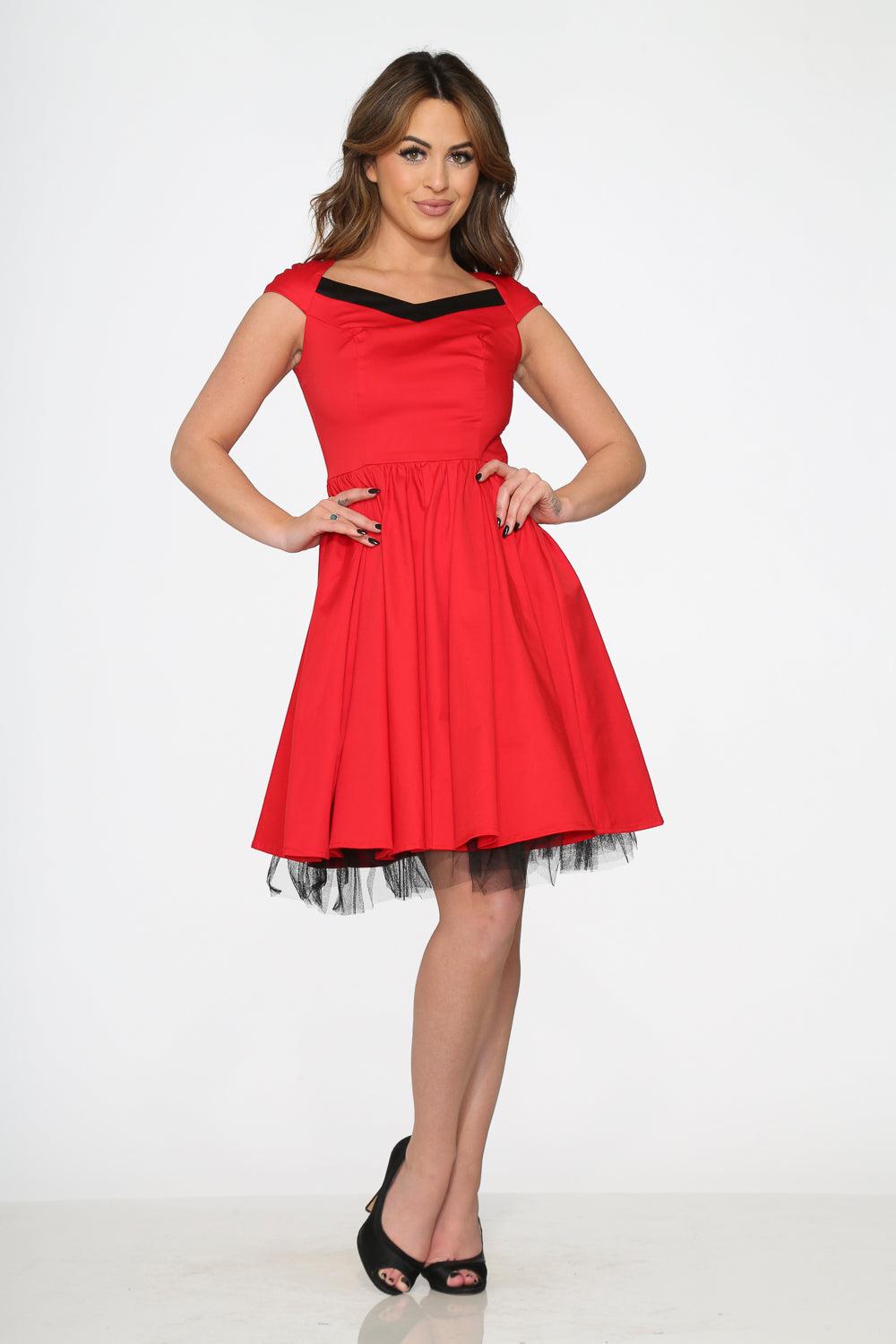 Red & Black Trim Swing Dress Product Image