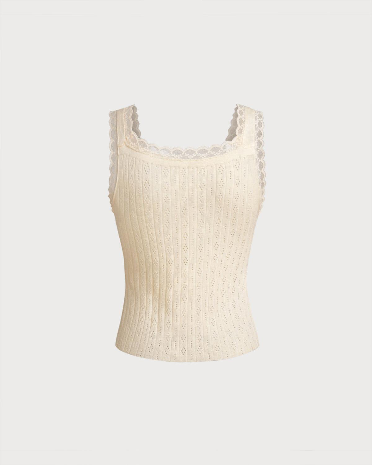 Yellow U Neck Knit Tank Top Product Image