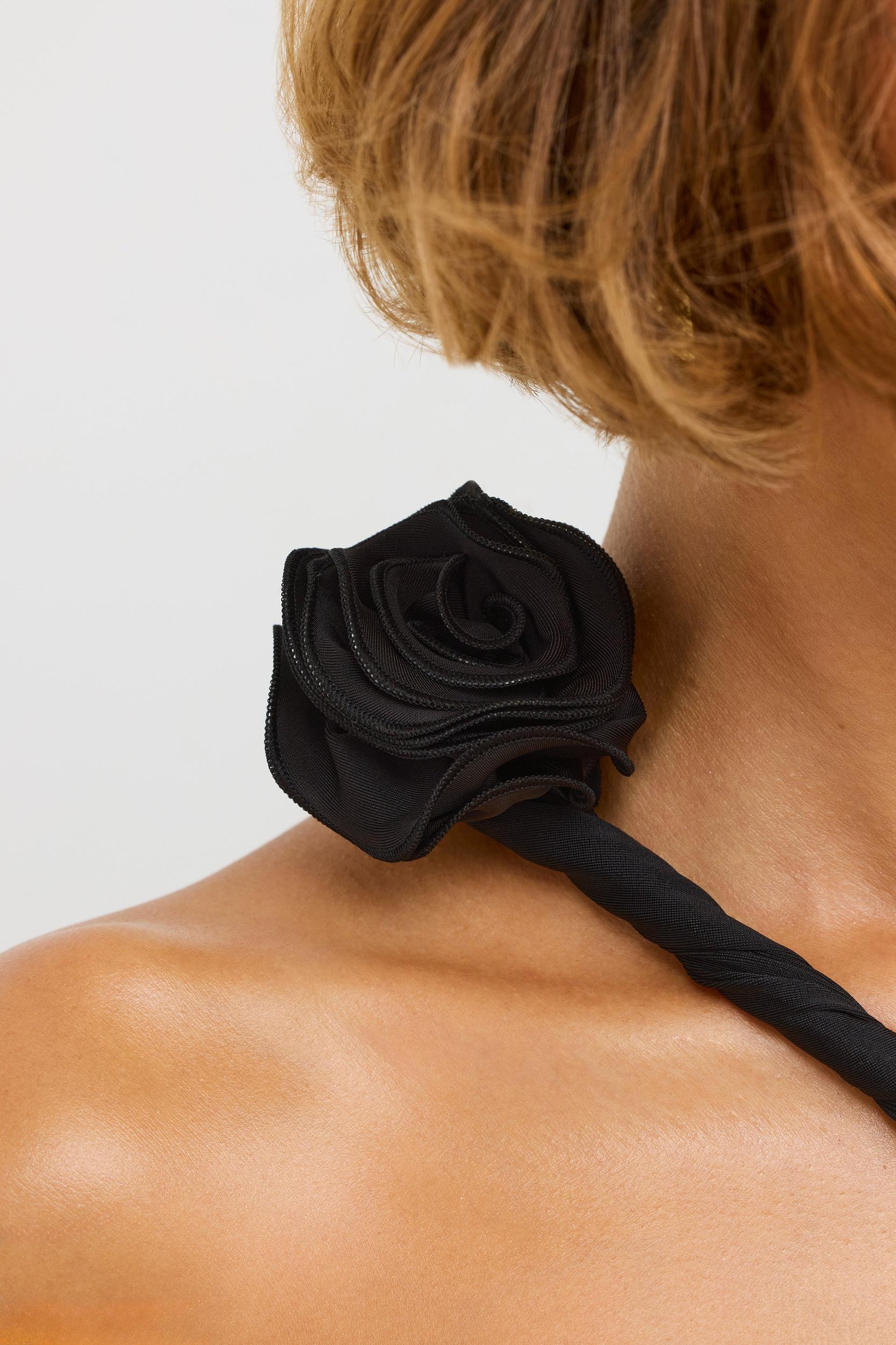 Premium Jersey Asymmetric Cut Out Maxi Dress in Black Product Image