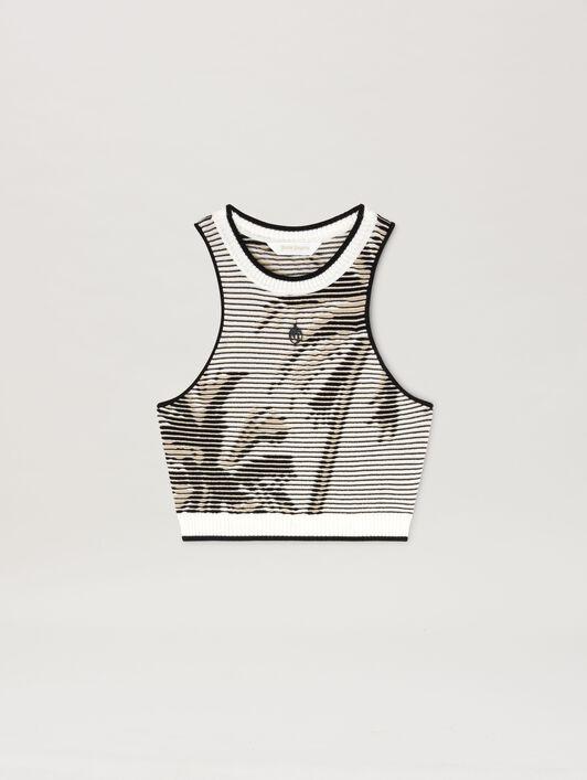 PALMS JACQUARD KNIT TOP OFF WHITE - BLAC Product Image