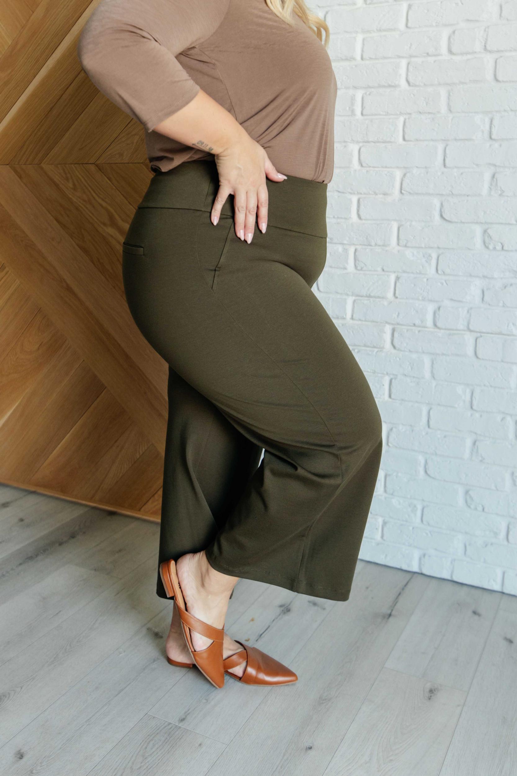 Magic Wide Leg Crop Pants in Olive (Online Exclusive) Product Image
