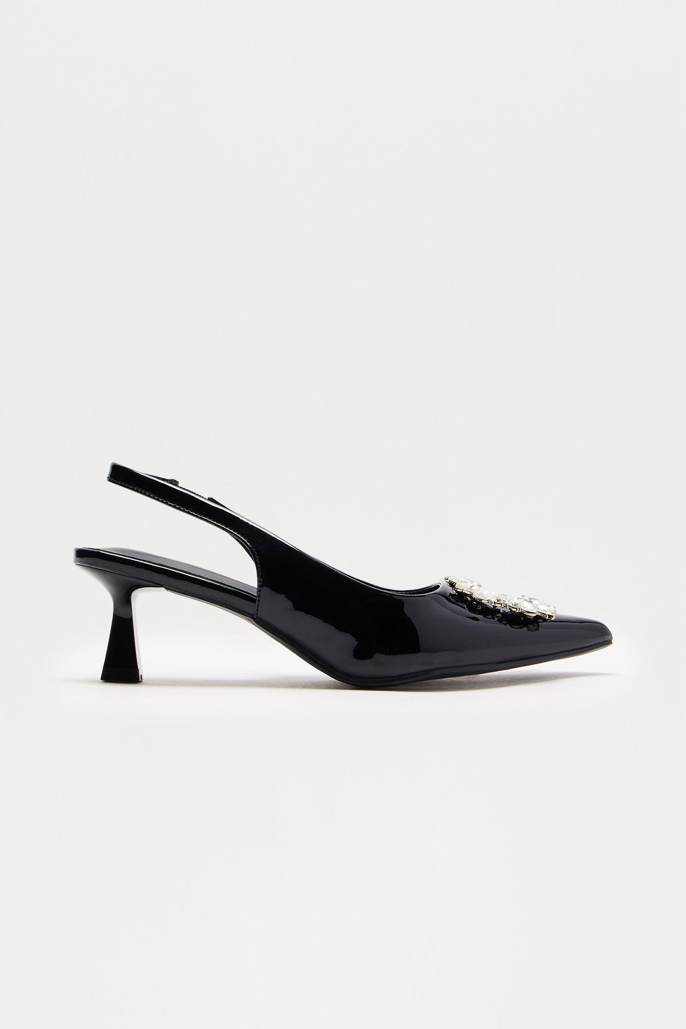 Hensey Jewel Slingback Pumps - Black Product Image
