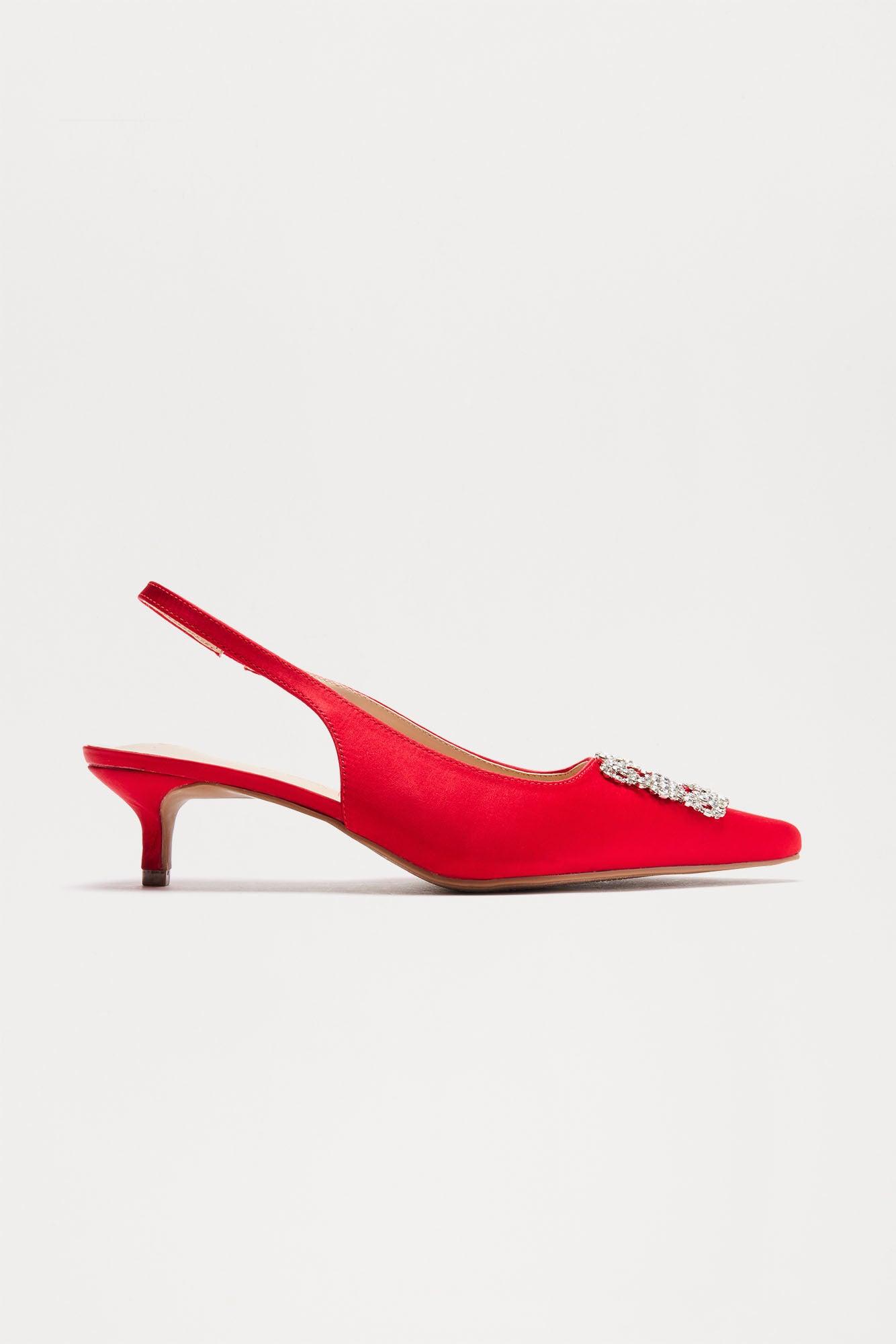 Stellina Kitten Heel Pumps - Red Product Image