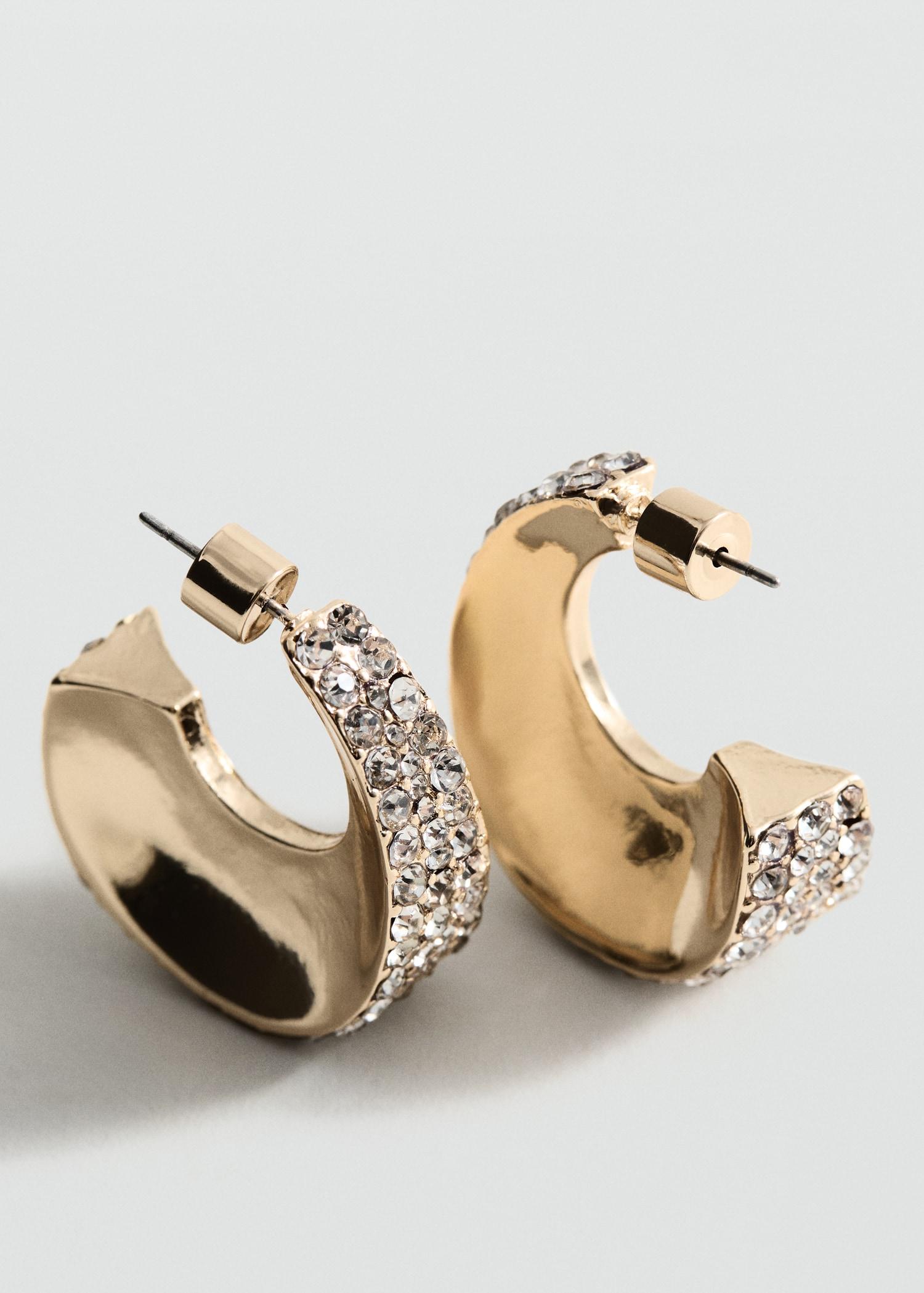 Faceted crystal hoop earrings - Women | MANGO USA Product Image