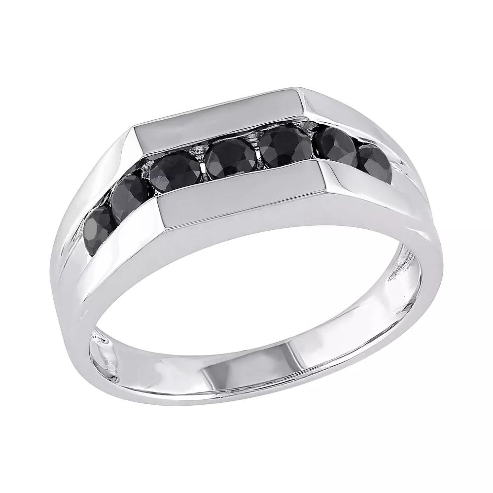 Stella Grace Sterling Silver Black Sapphire Men's Ring,  Product Image