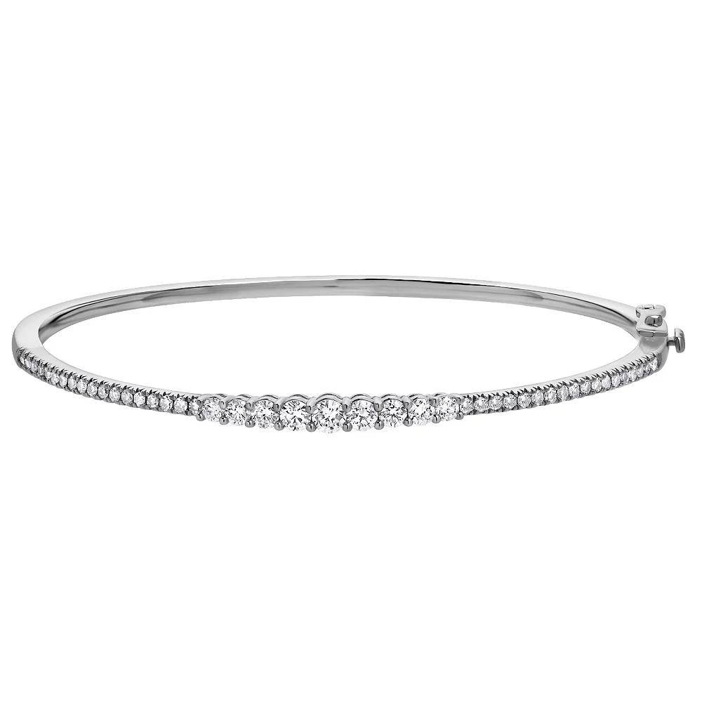Diamond Brilliance Sterling Silver 1 Carat T.W. Lab-Created Diamond Prong Bangle Bracelet, Women's, Size: 7", Silver Tone Product Image