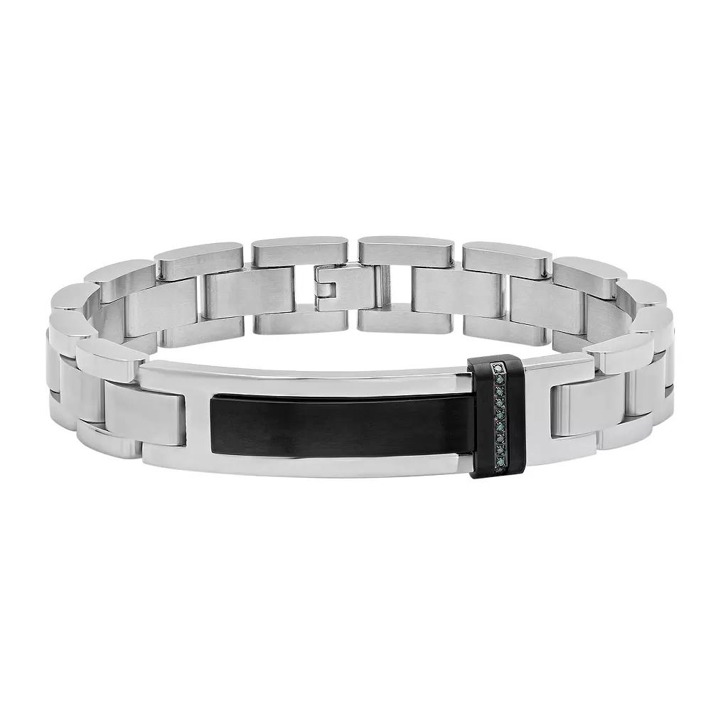 Men's Jewelry Nation Stainless Steel Diamond Accent ID Bracelet,  Product Image