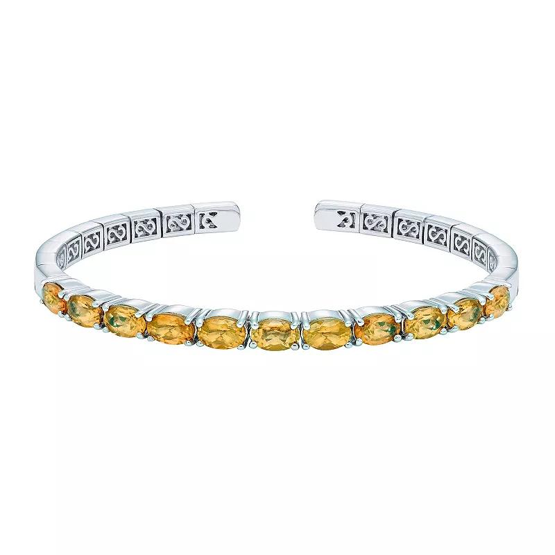 Sterling Silver Gemstone Flexible Cuff Bangle Bracelet, Women's, Size: 7", Peridot Product Image