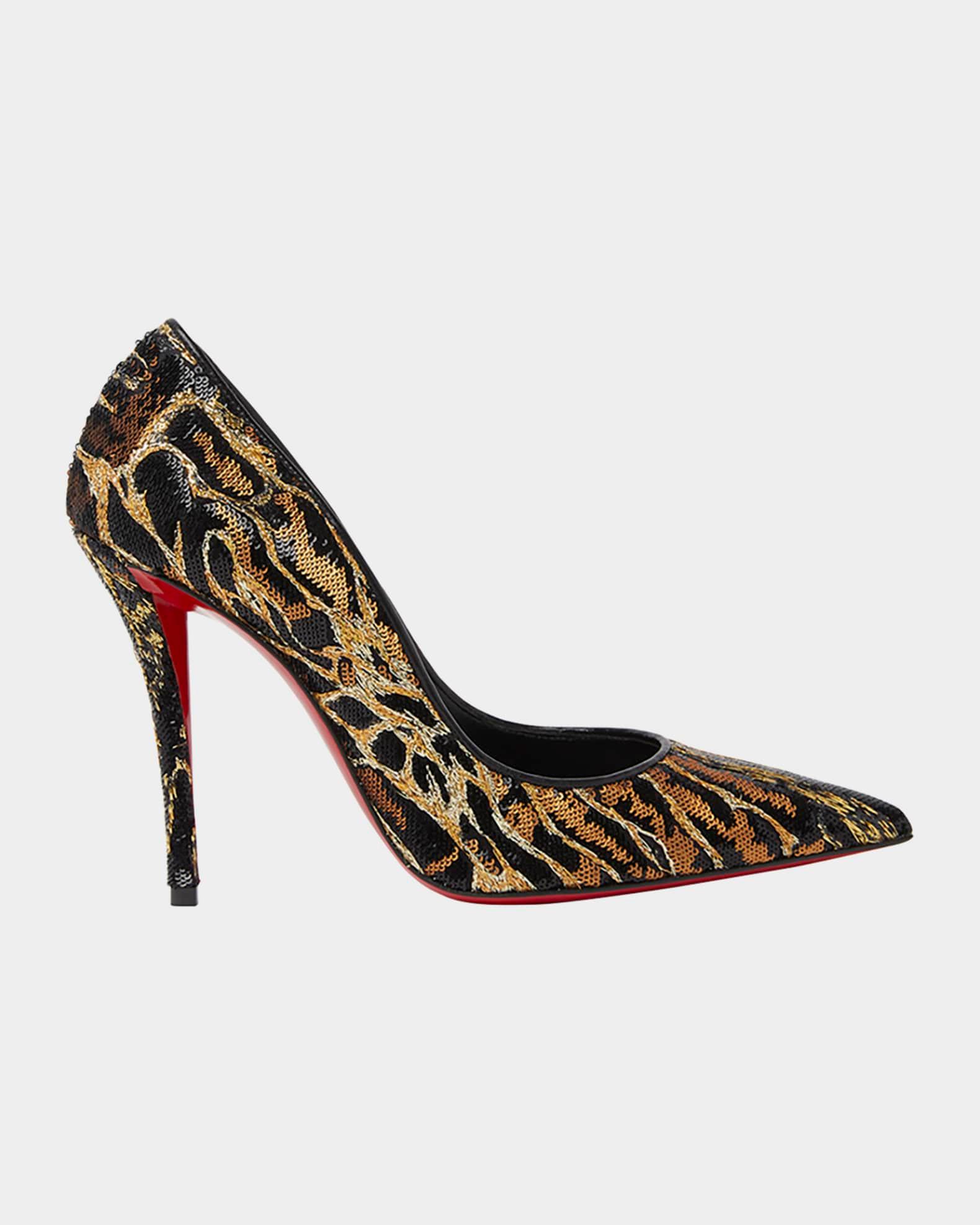 Miss Z Sequin Animal Red Sole Pumps Product Image