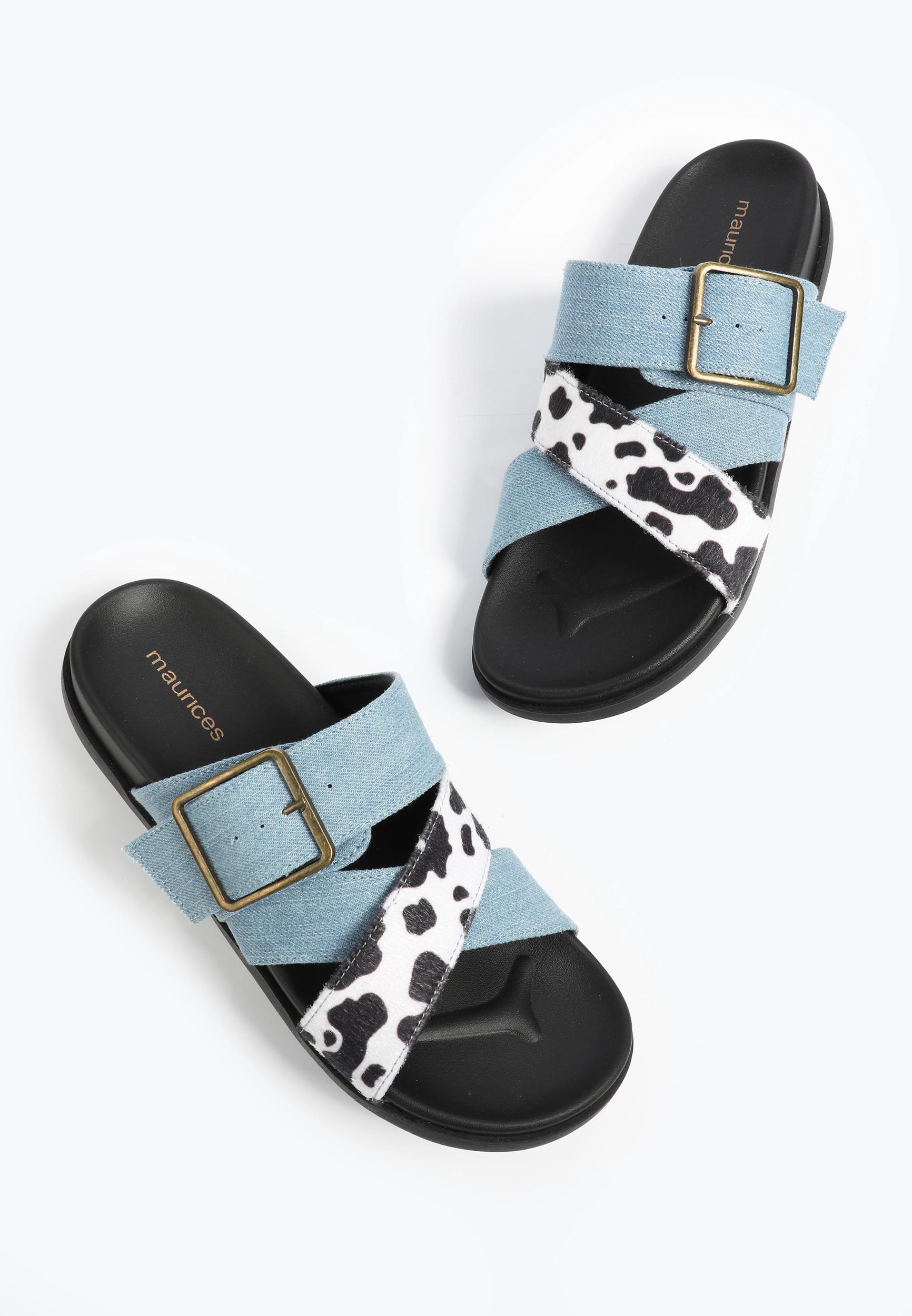 SuperCush Emilia Denim Cowprint Footbed Sandal Product Image