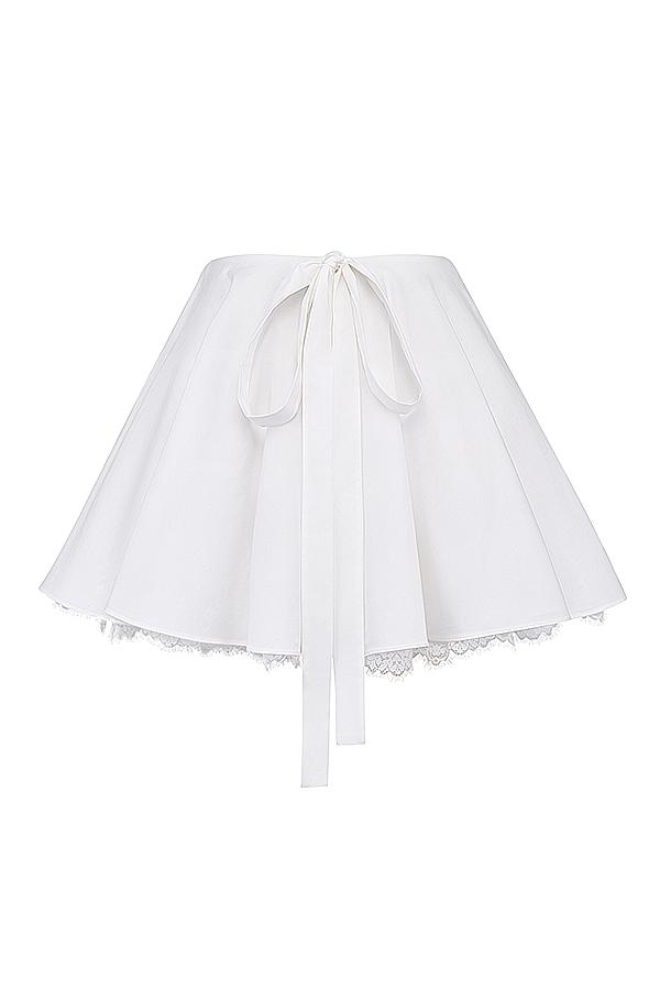 Nahla  white bow mini skirt Product Image