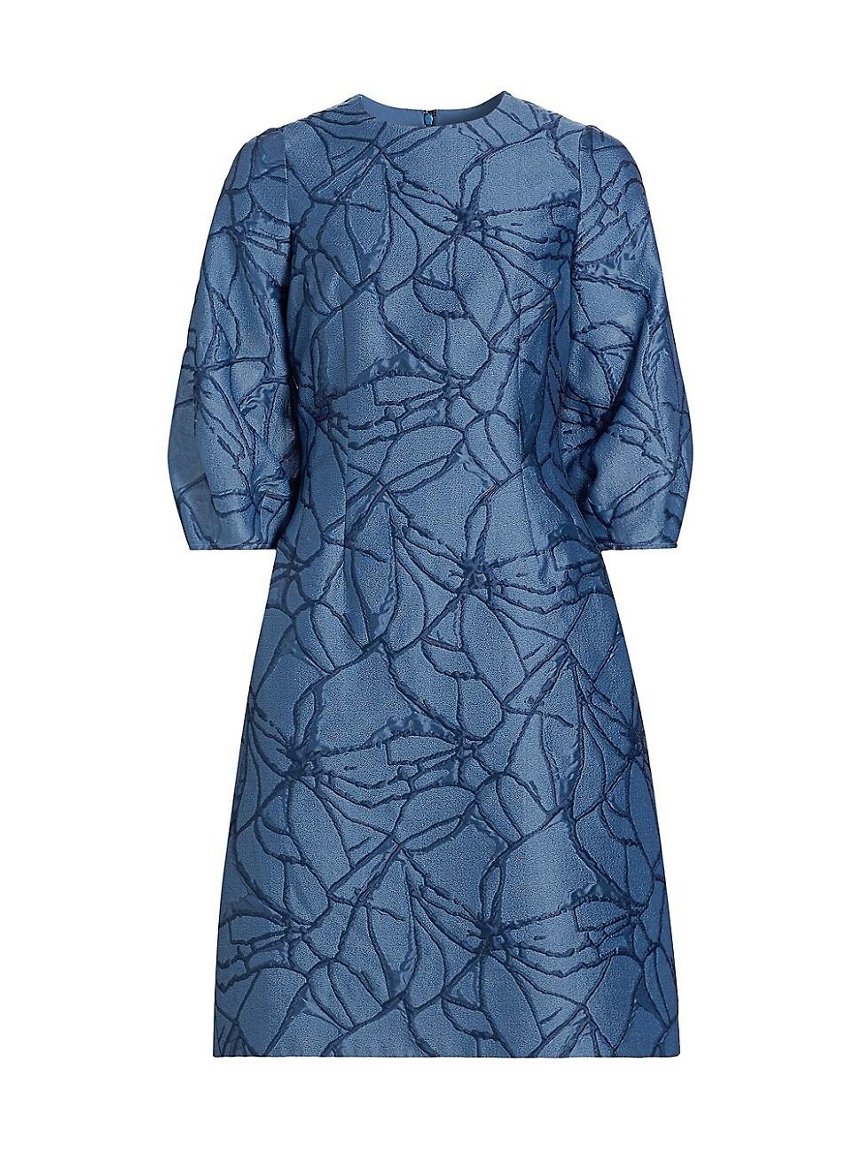 Womens Jacquard Balloon-Sleeve Cocktail Dress Product Image