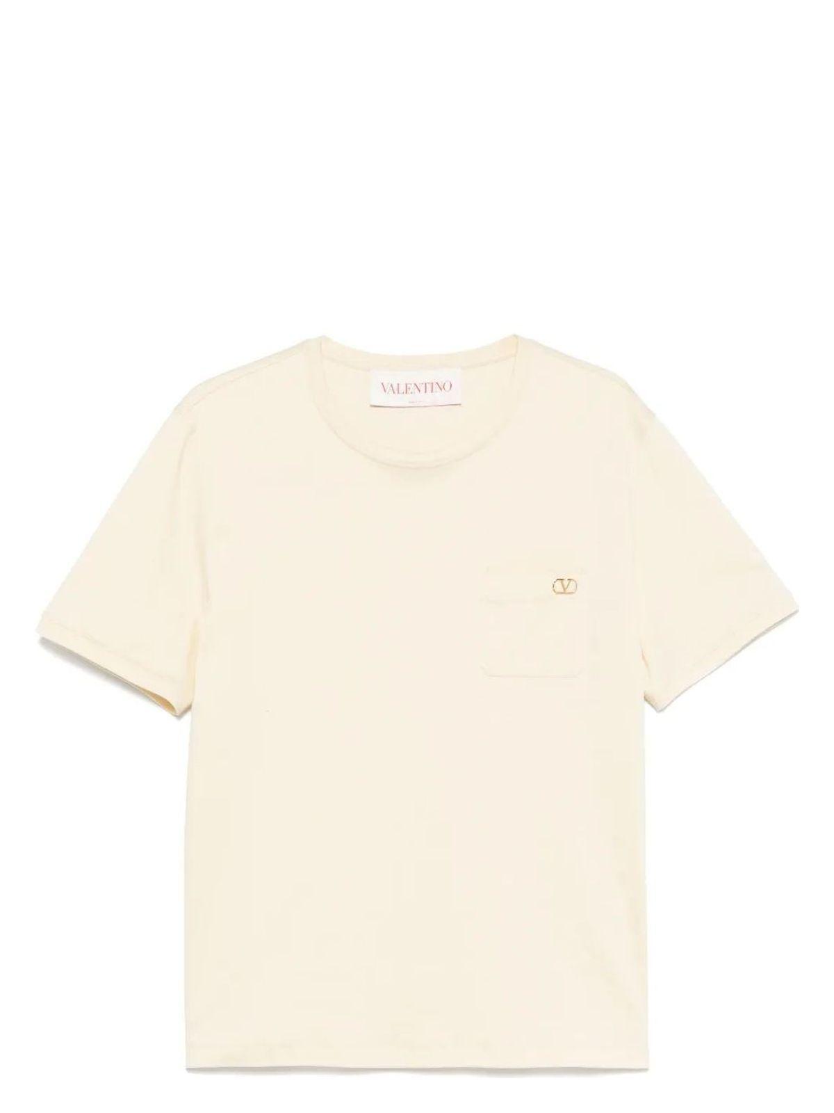 VALENTINO T-shirt Vlogo Signature Aus Baumwoll-jersey In Weiss Product Image