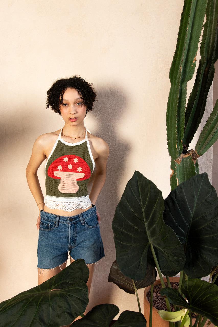 Crochet Mushroom Halter Top Product Image