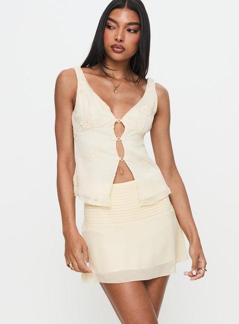 Letting Go Gathered Waist Mini Skirt Cream Product Image