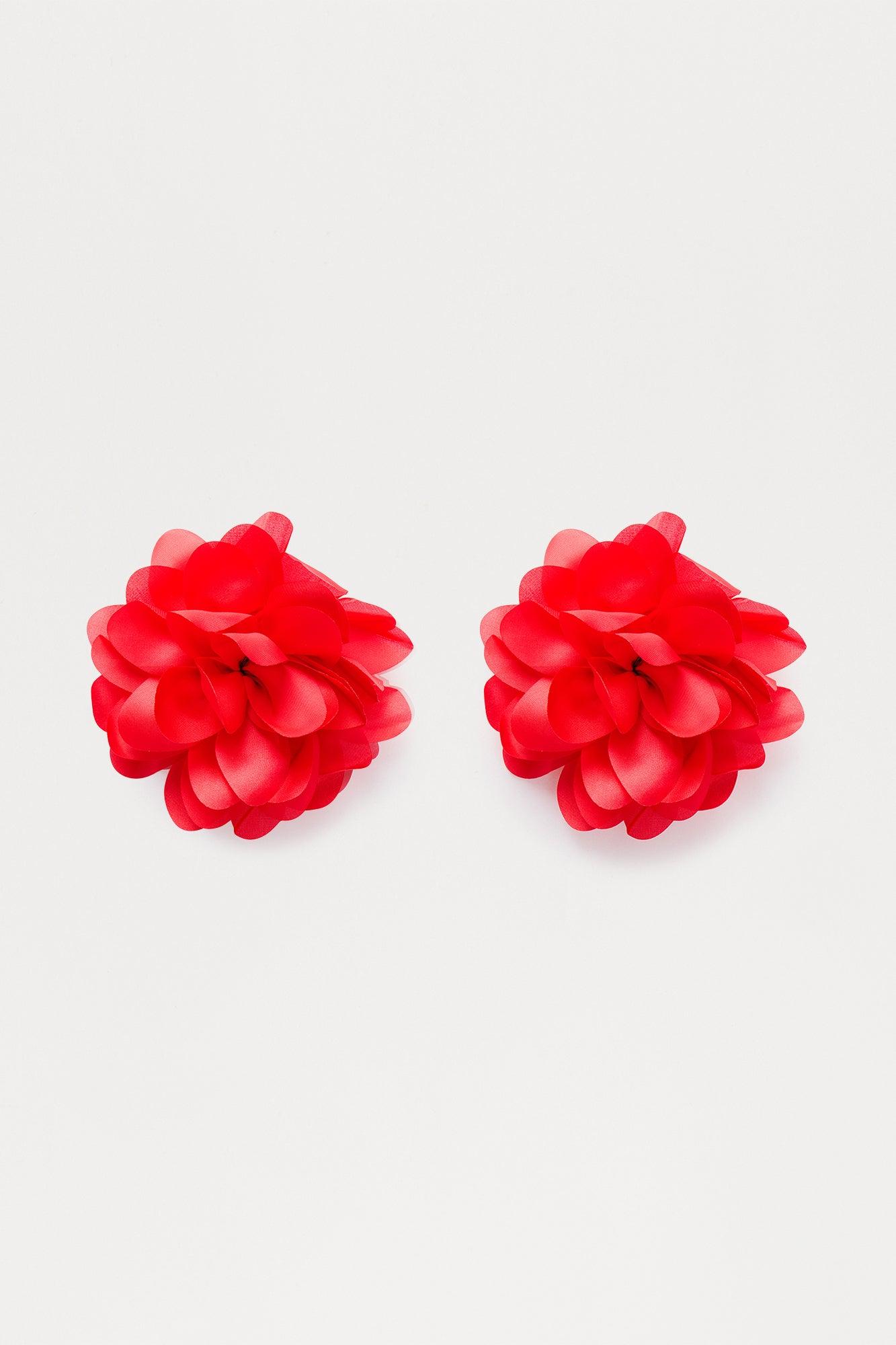 Lovers Rose Floral Drop Earrings - Red Female Product Image