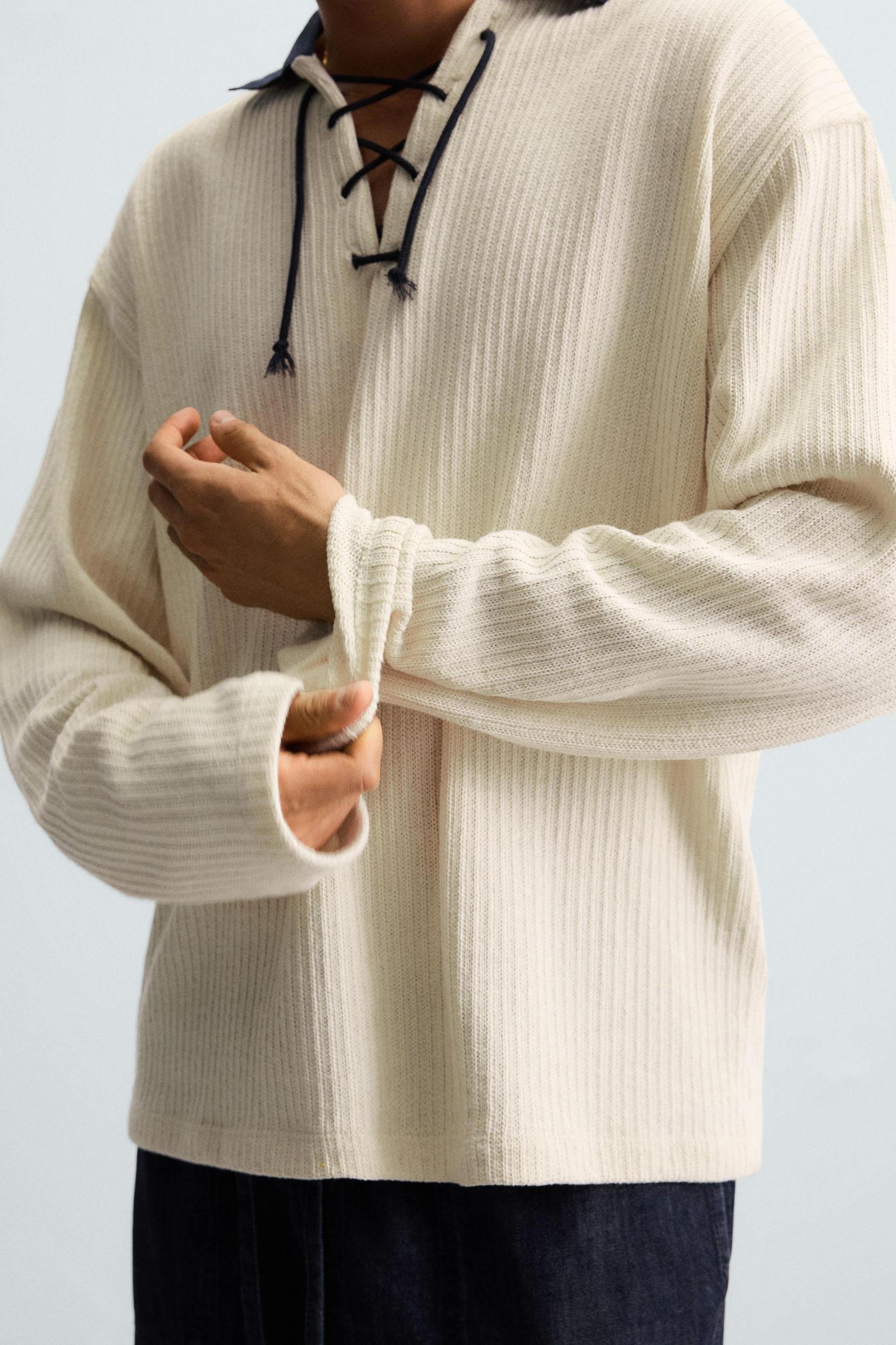 TEXTURED DRAWSTRING SWEATSHIRT Product Image