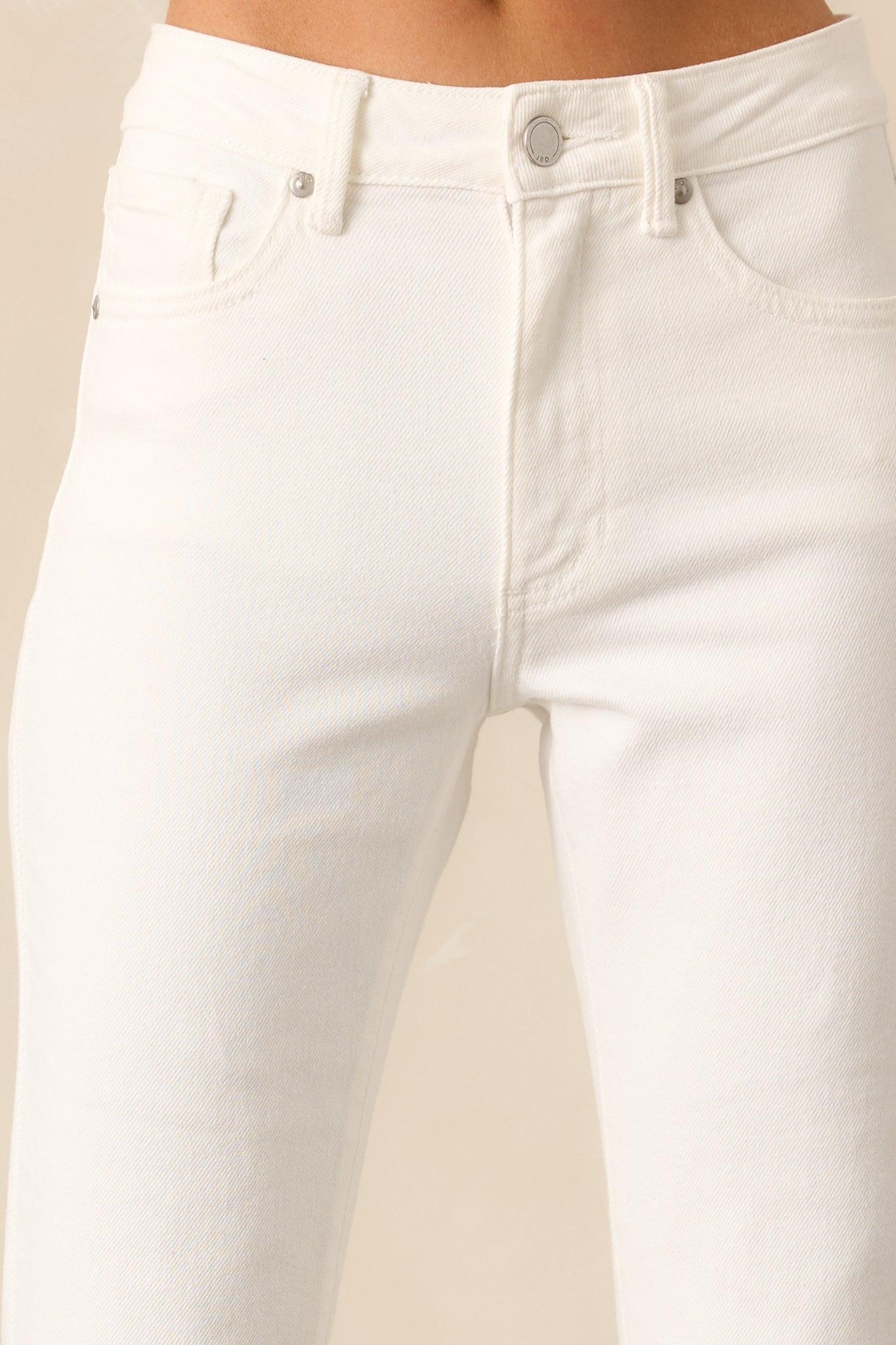 Terrific Timing White Cropped Flare Jeans Product Image