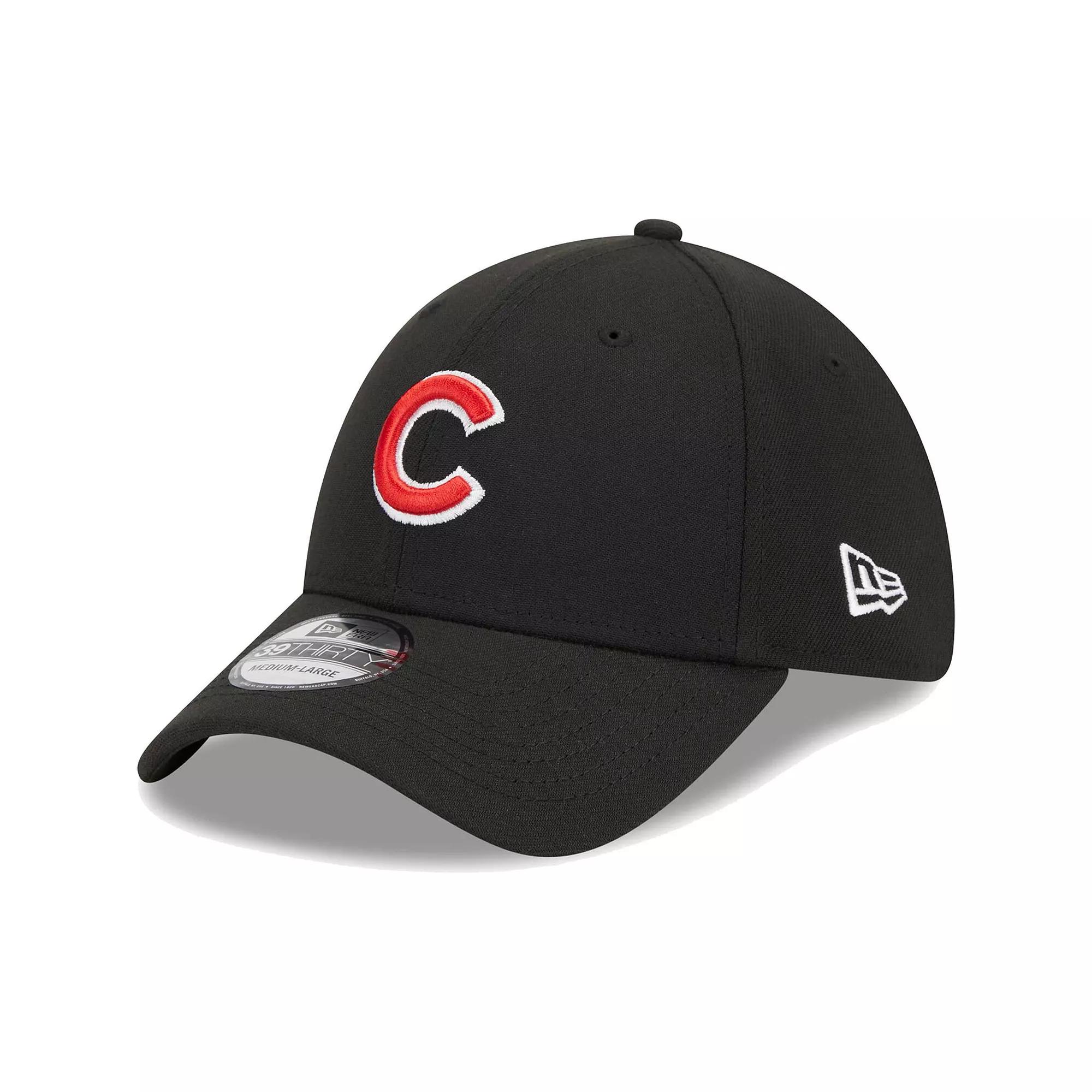 Men's New Era Black Chicago Cubs Logo 39THIRTY Flex Hat,  Product Image