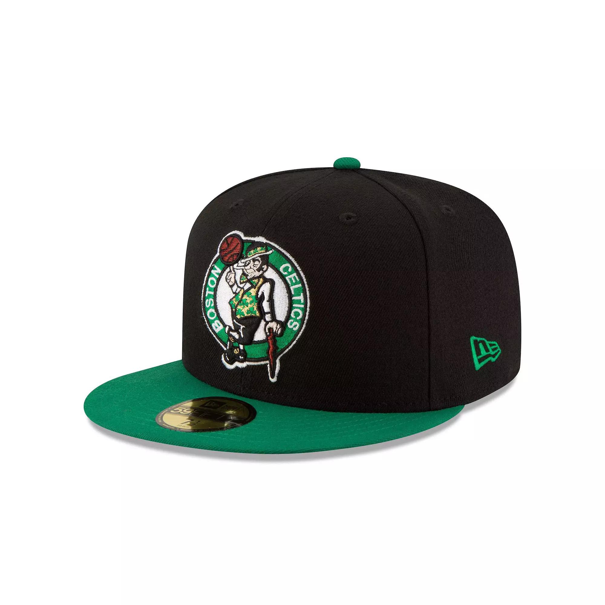 Men's New Era Black/Green Boston Celtics Official Team Color 2Tone 59FIFTY Fitted Hat,  Product Image