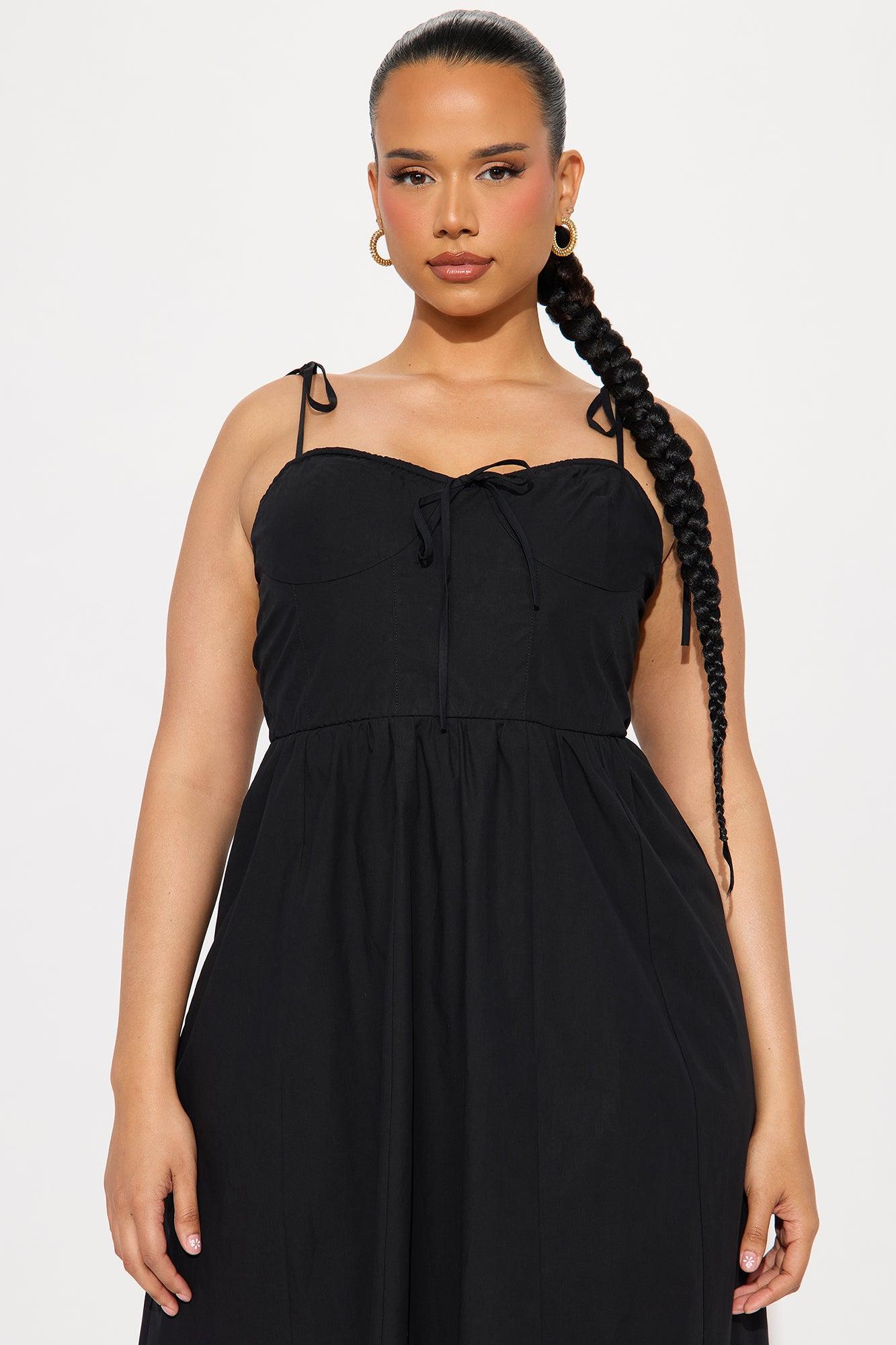 Daily Dose Poplin Midi Dress - Black Product Image