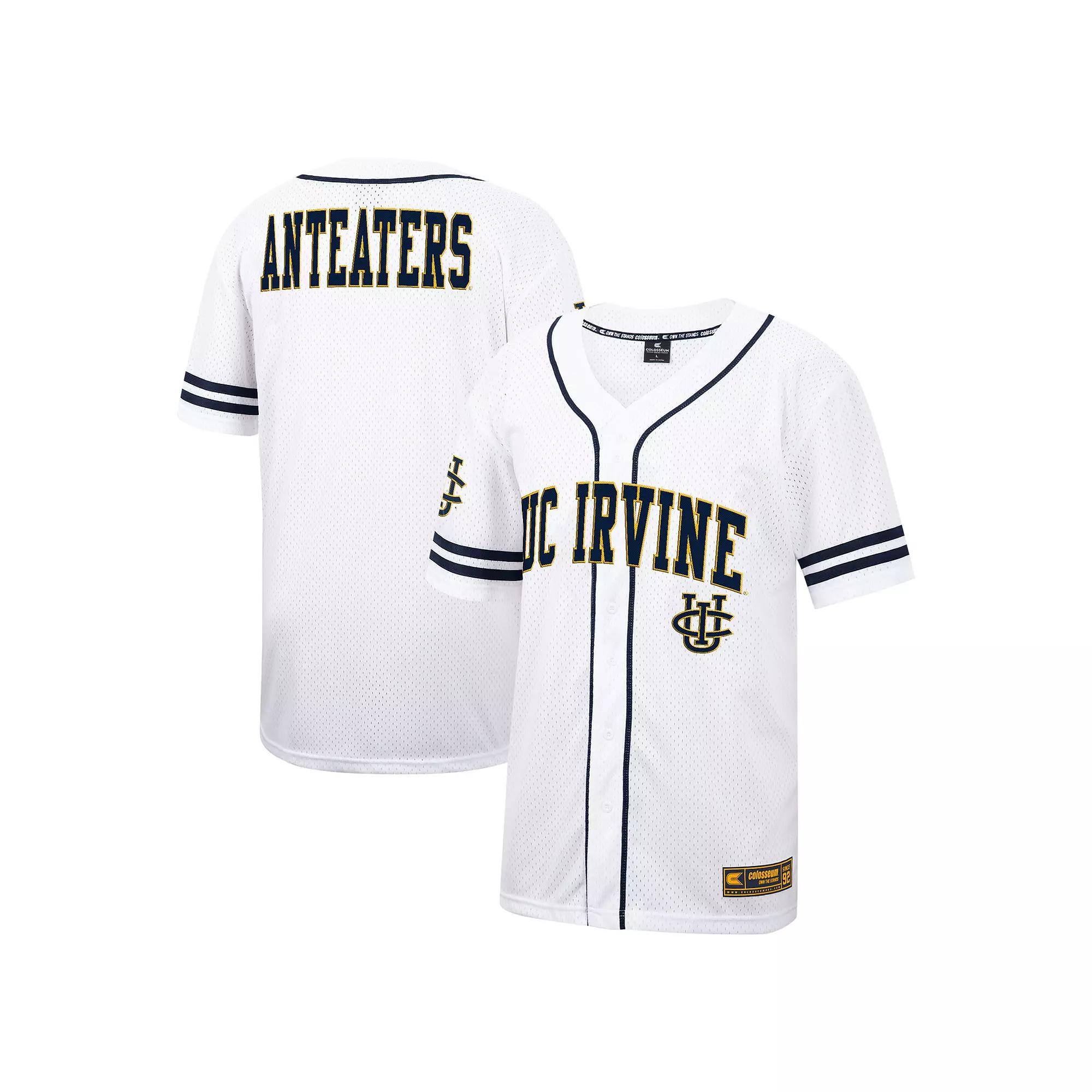 Men's Colosseum White UC Irvine Anteaters Free Spirited Mesh Button-Up Baseball Jersey,  Product Image