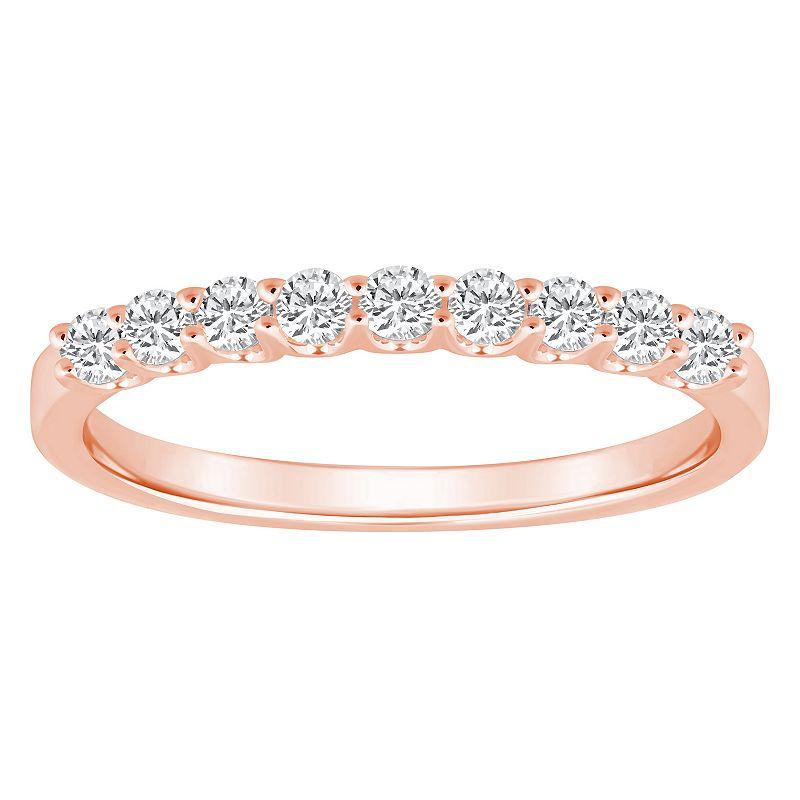 Alyson Layne 14k Gold 1/4 Carat T.W. Diamond 9-Stone Wedding Ring, Women's, Size: 5.50, Pink Product Image